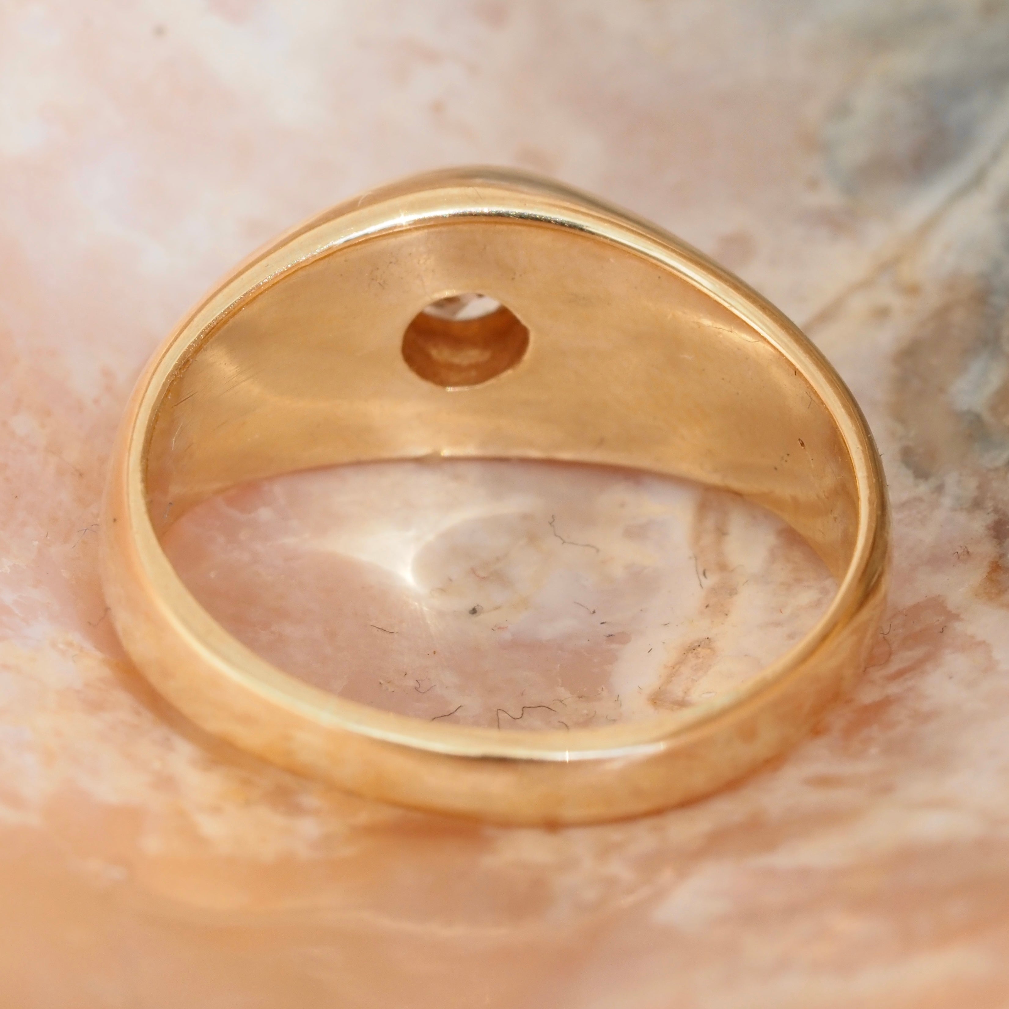 Vintage Flush Set Early Modern Brilliant Transitional Diamond 14k Gold Dome Engagement Ring