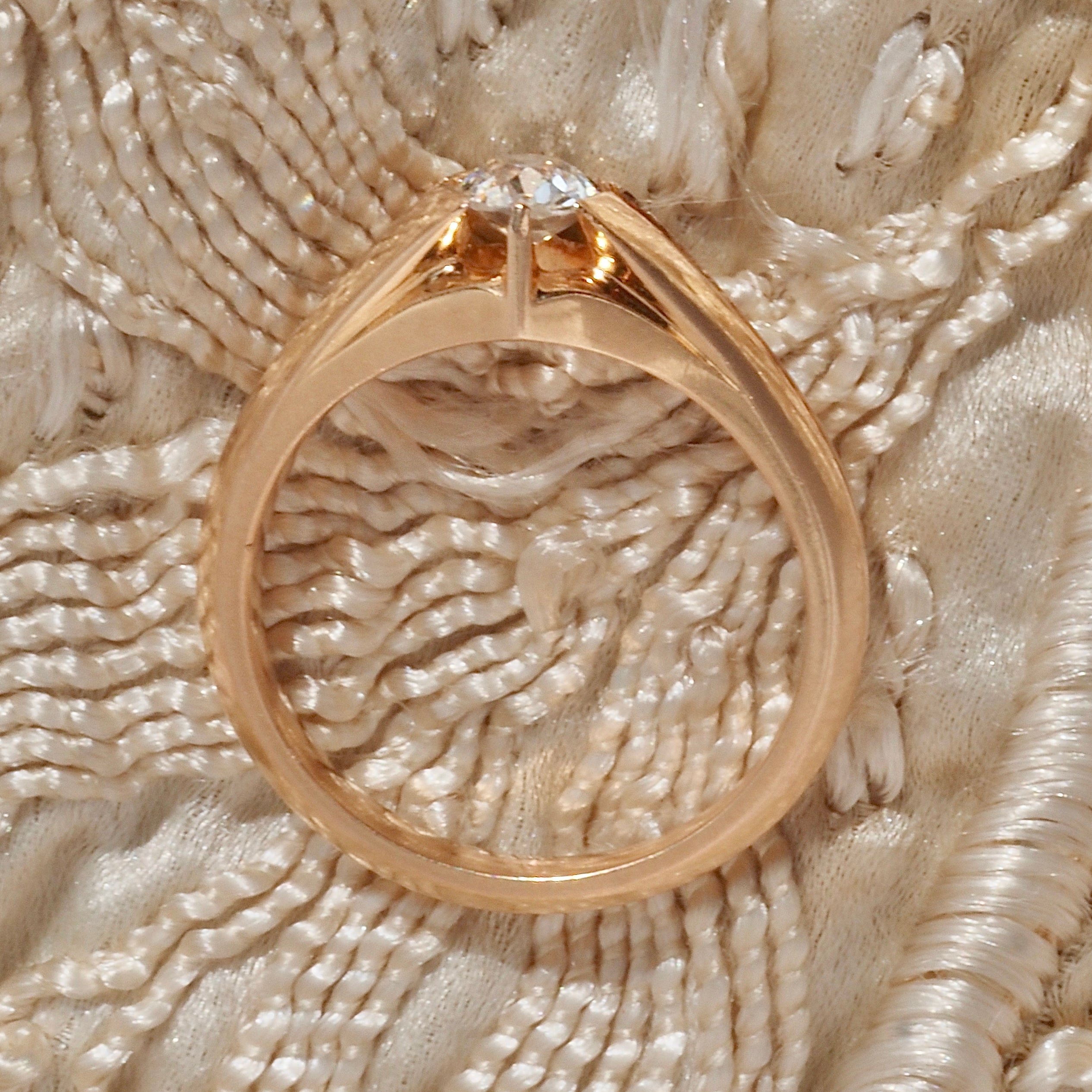 Antique Art Nouveau Old Mine Cut Diamond 18k Gold Engagement Ring