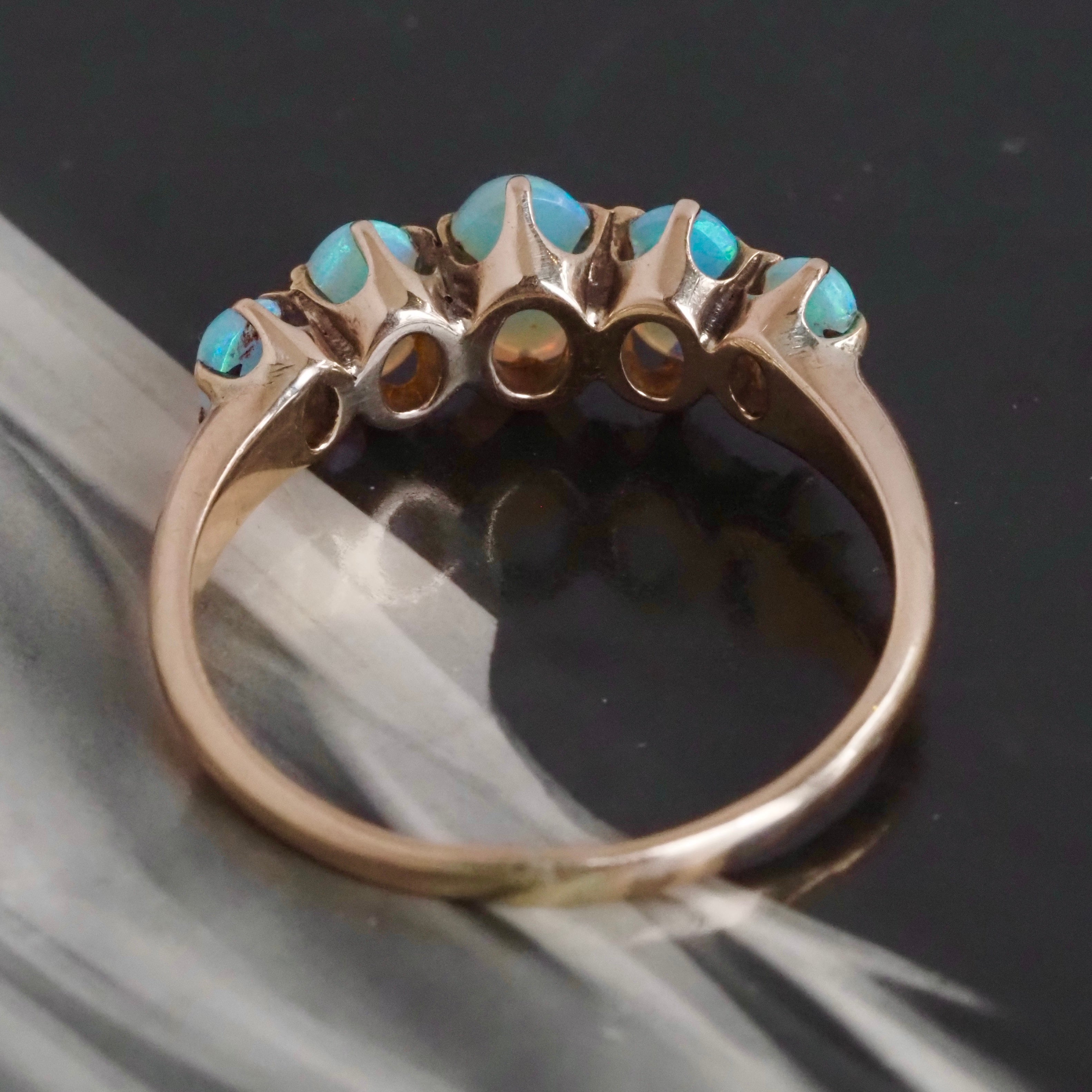 Antique Victorian Opal Five Stone 10k Gold Ring