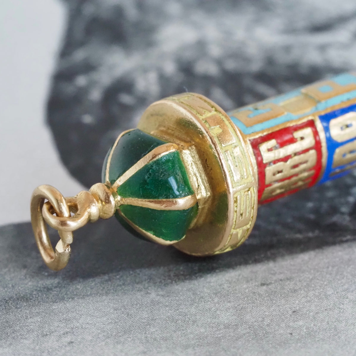 Vintage French Kiosque with Enamel Theater Posters 18k Gold Collectable Pendant