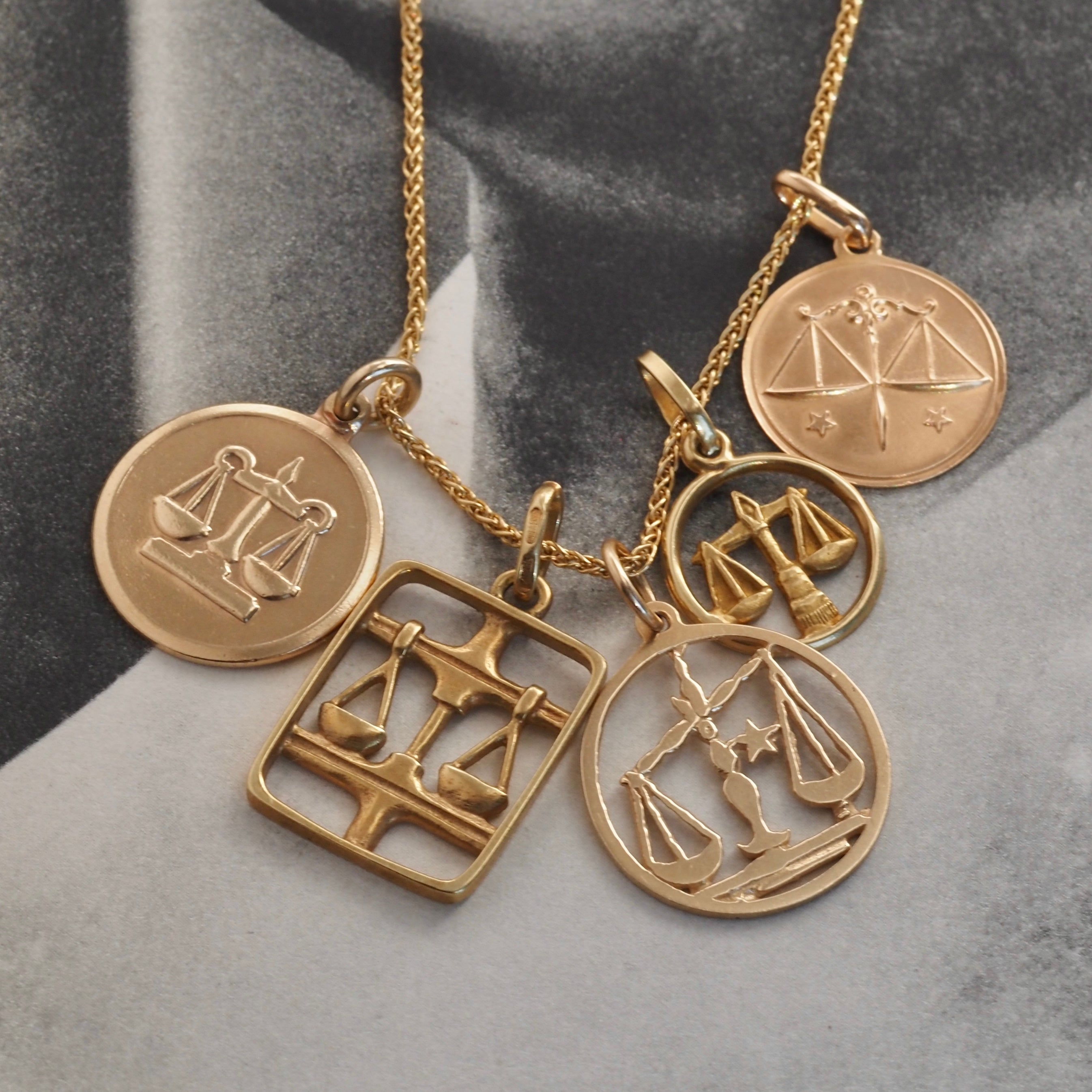 Vintage Gold Libra Pendants
