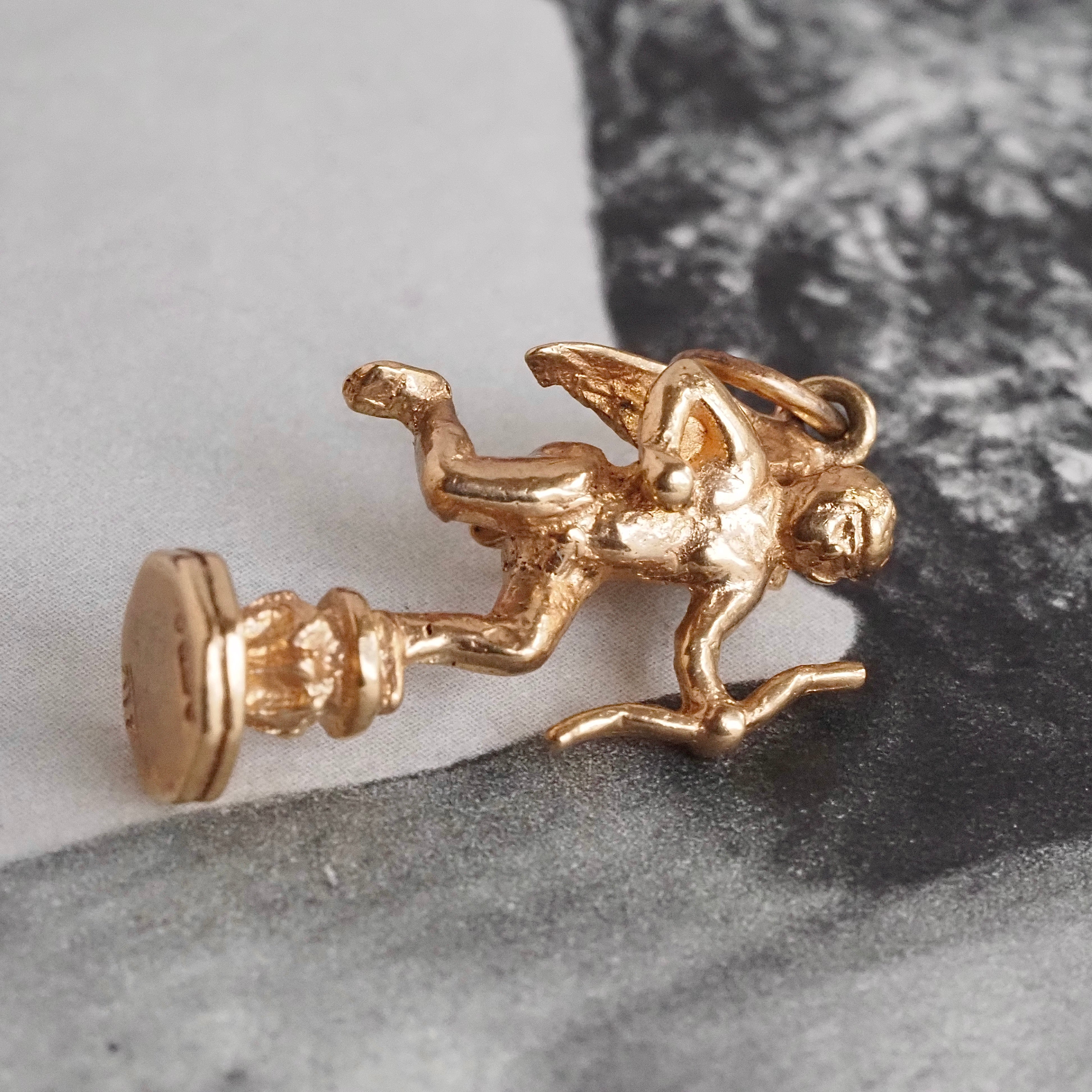 Vintage Cupid 9k Gold Charm