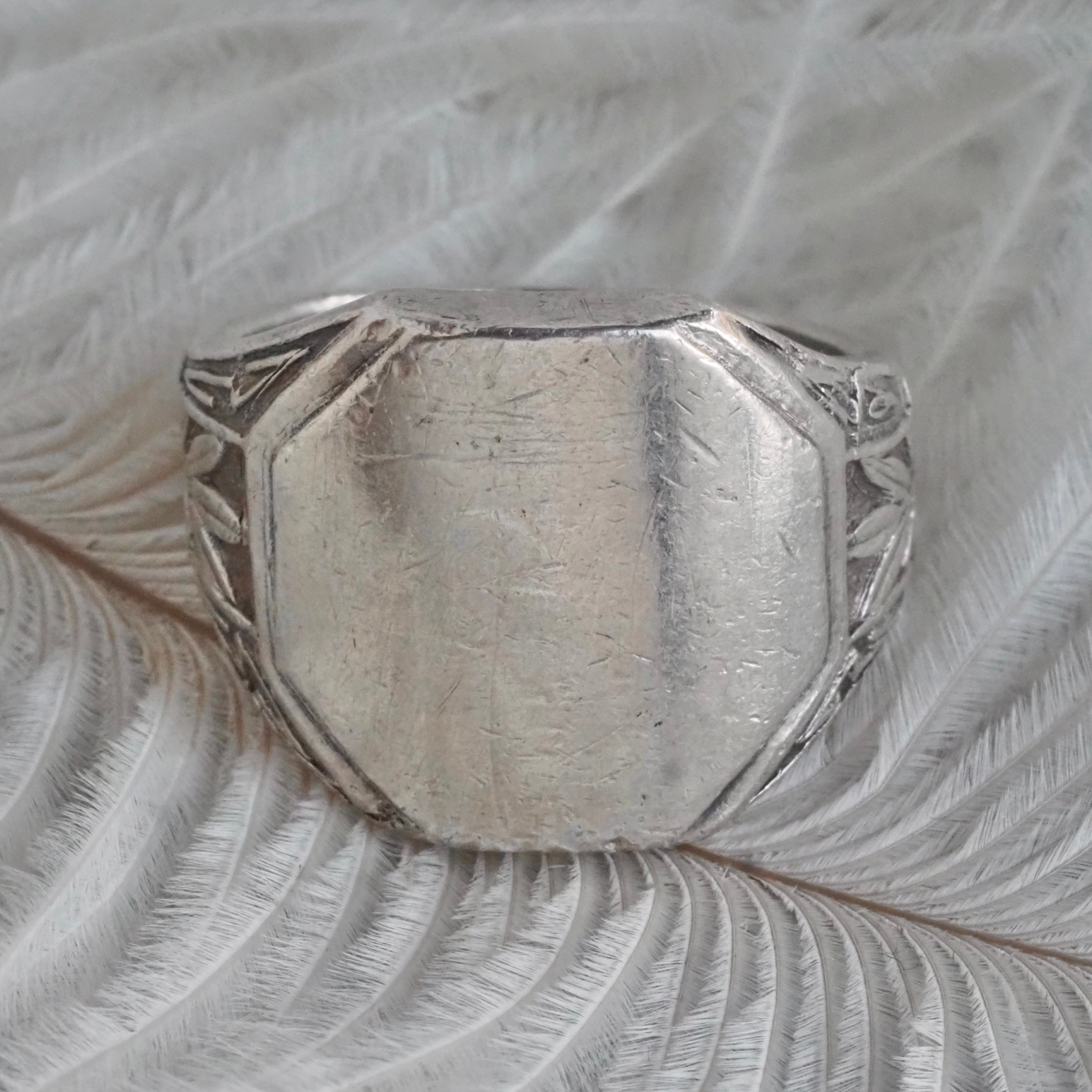 Antique Sterling Silver Shield Signet Ring