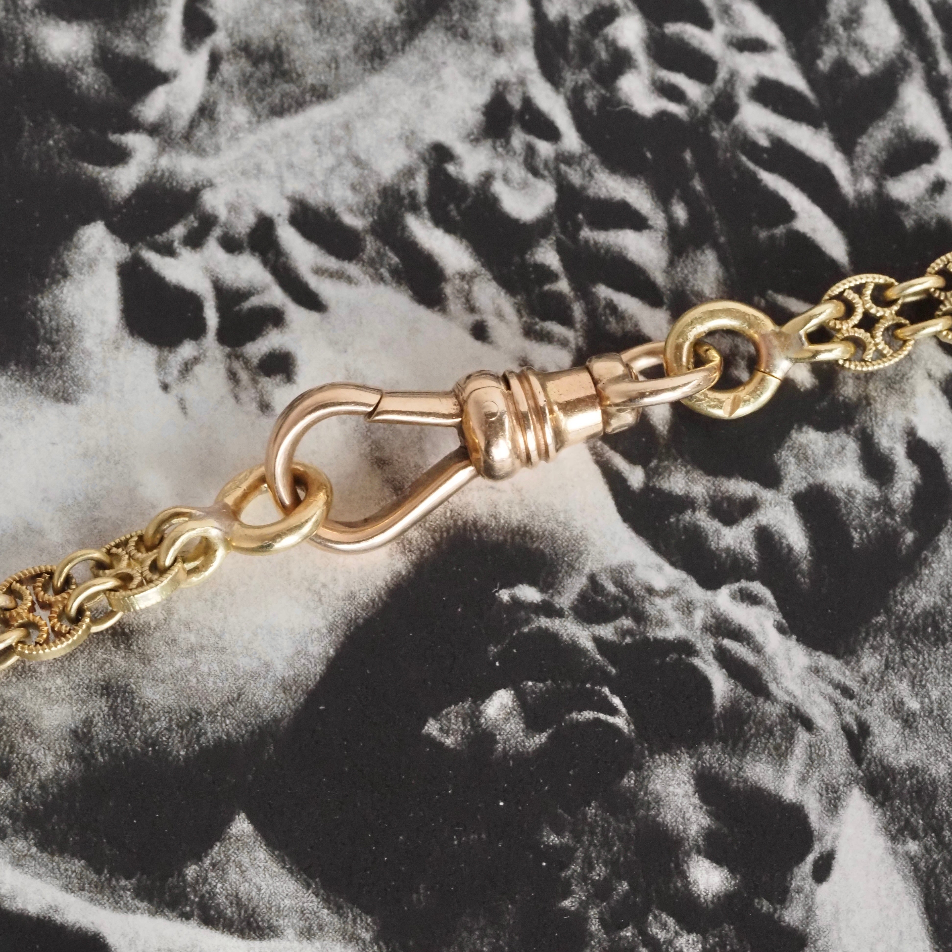 Antique French 18k Gold Art Nouveau Ornate Chain Link Necklace