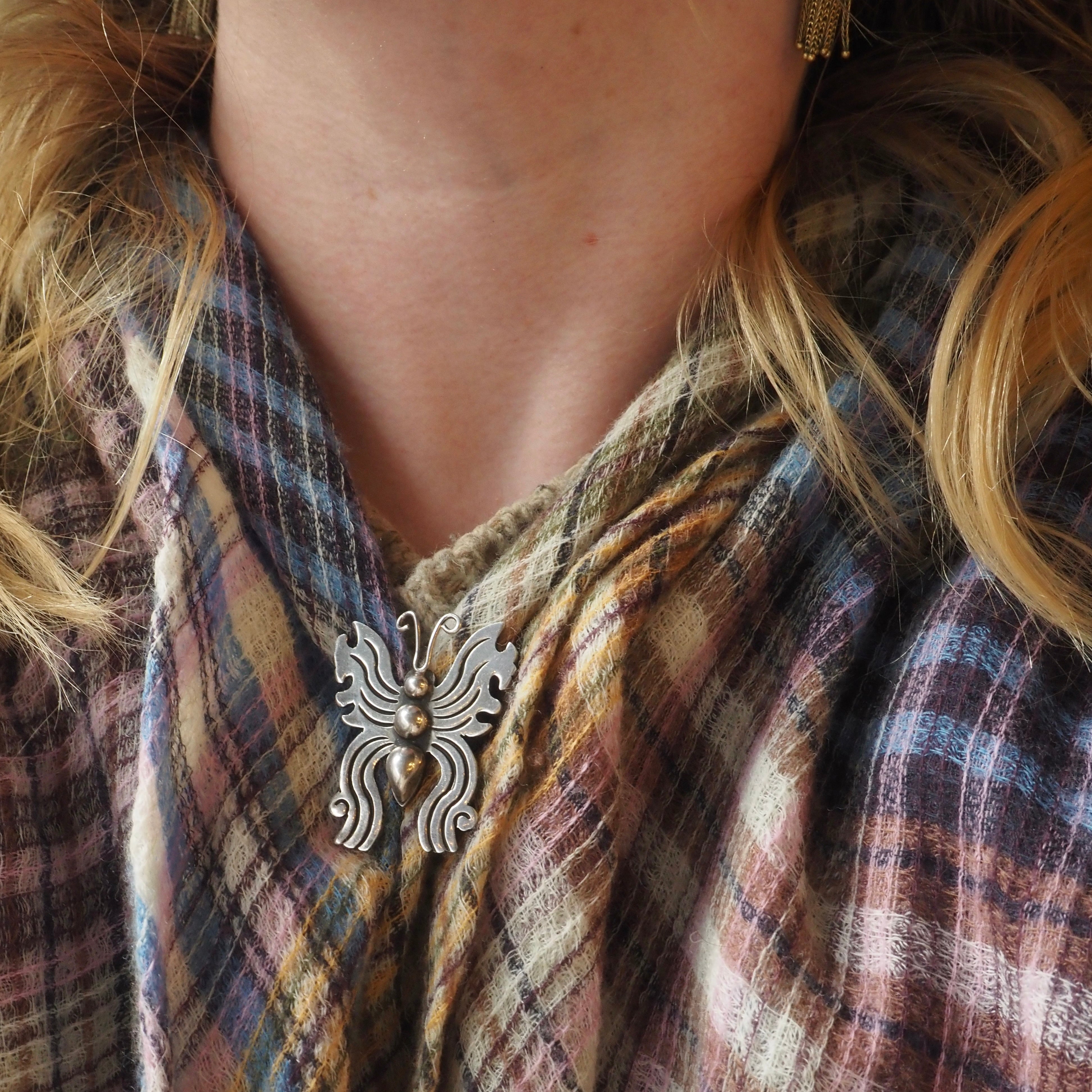 Vintage Mexican Taxco Sterling Silver Butterfly Pin