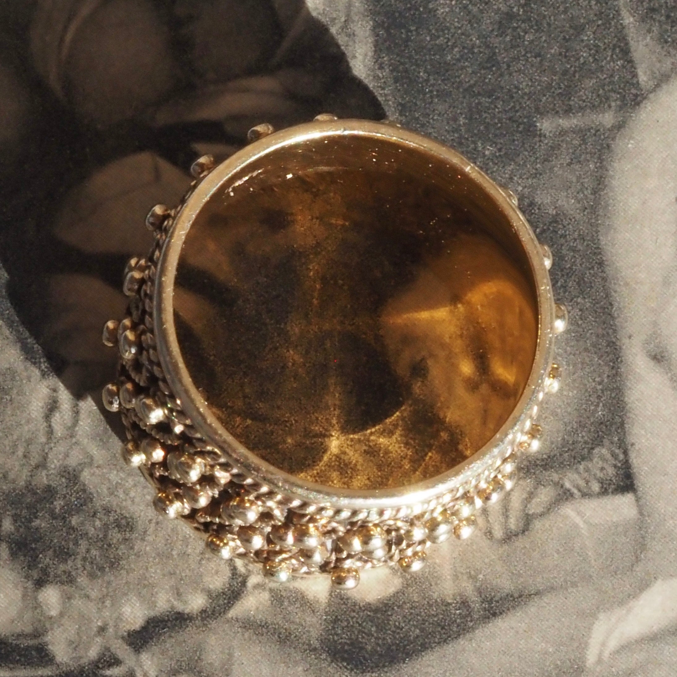 Vintage Ornate Wire Textured 14k Gold Wide Band