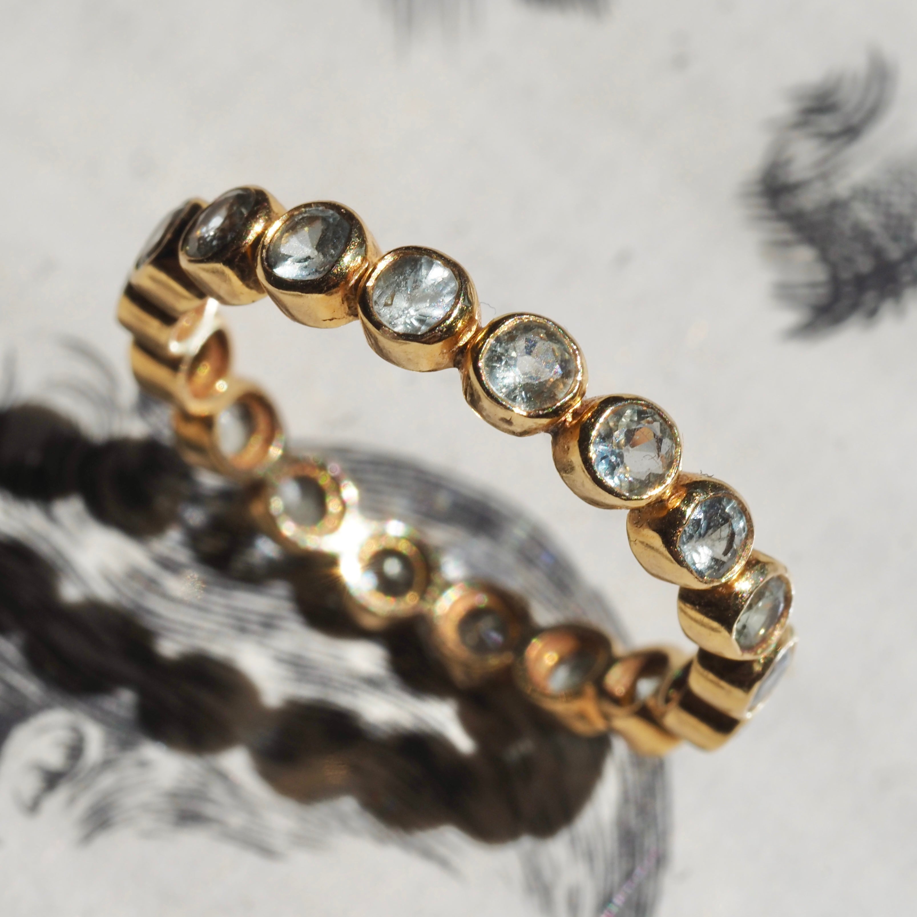 Green Sapphire 18k Gold Eternity Ring