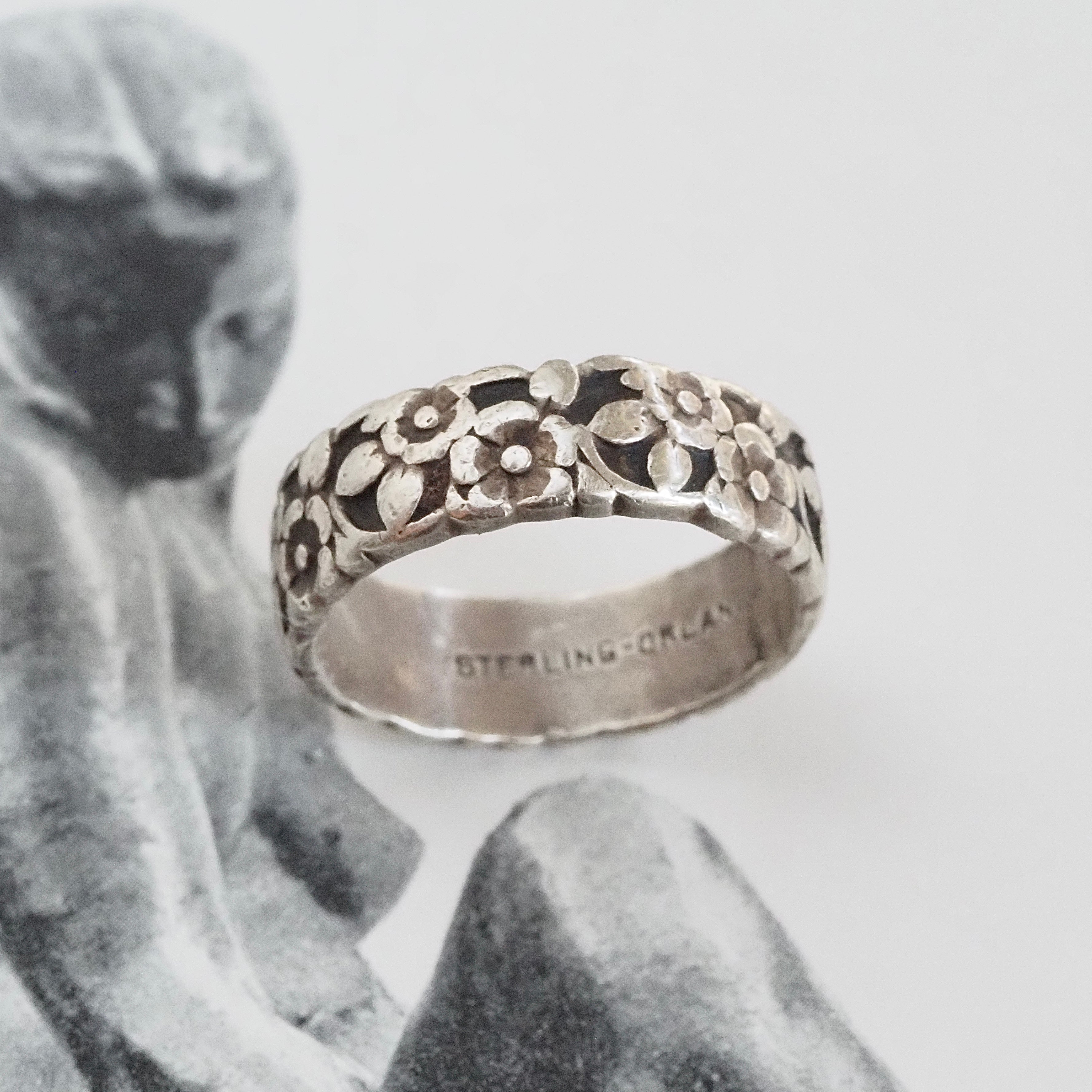 Vintage Floral Sterling Silver Ring