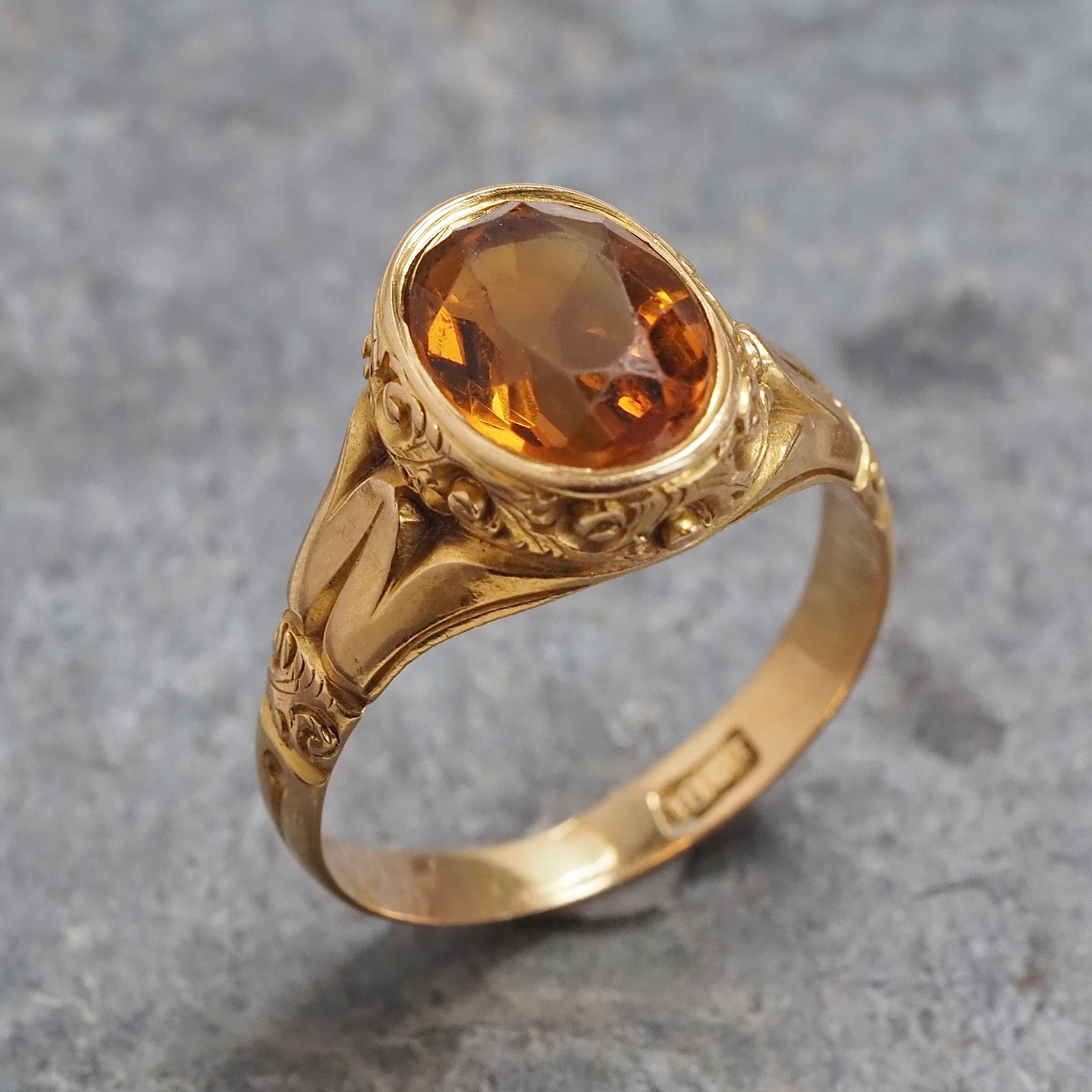 Antique English Citrine 18k Gold Ring