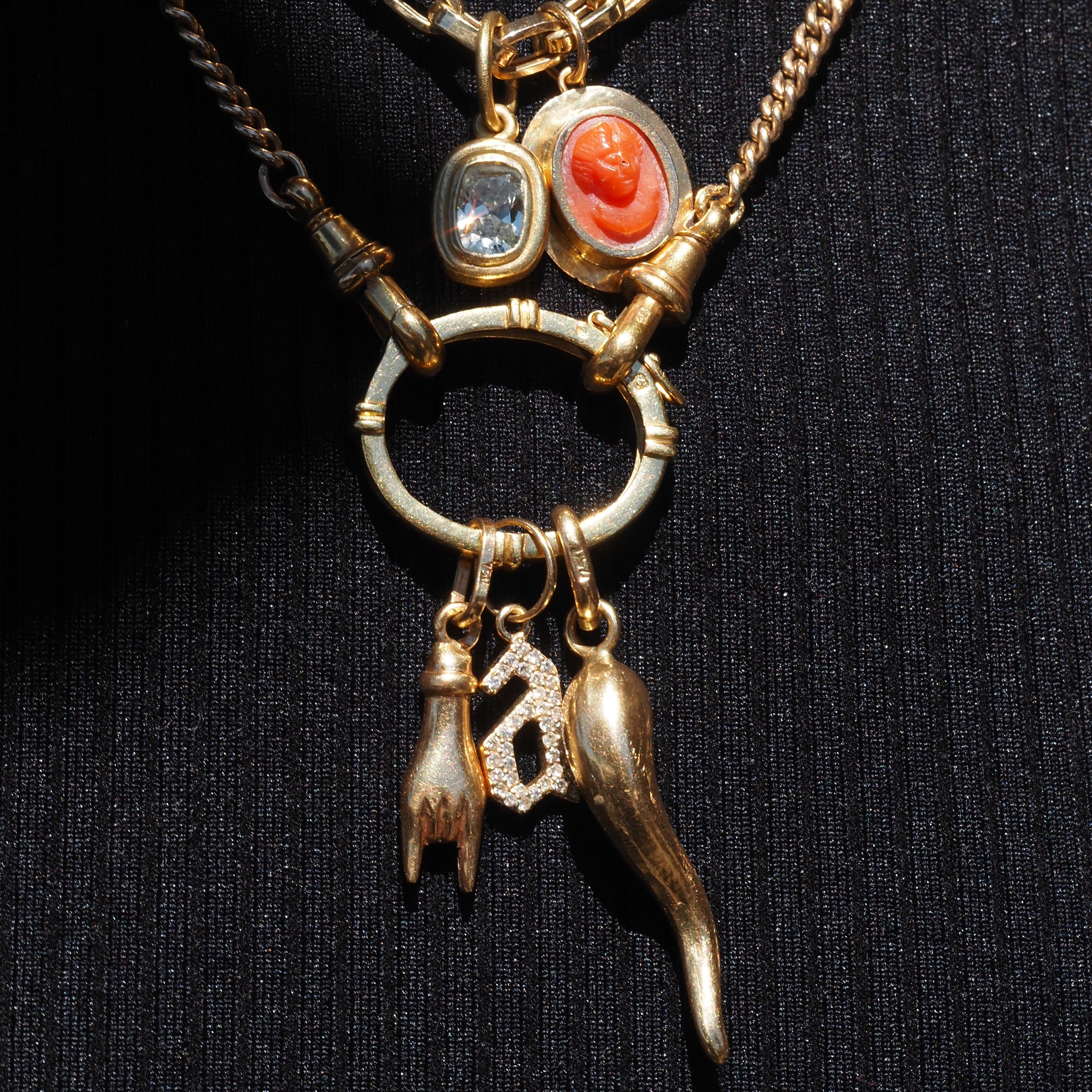 Vintage Portuguese 19k Gold Hinged Charm Holder