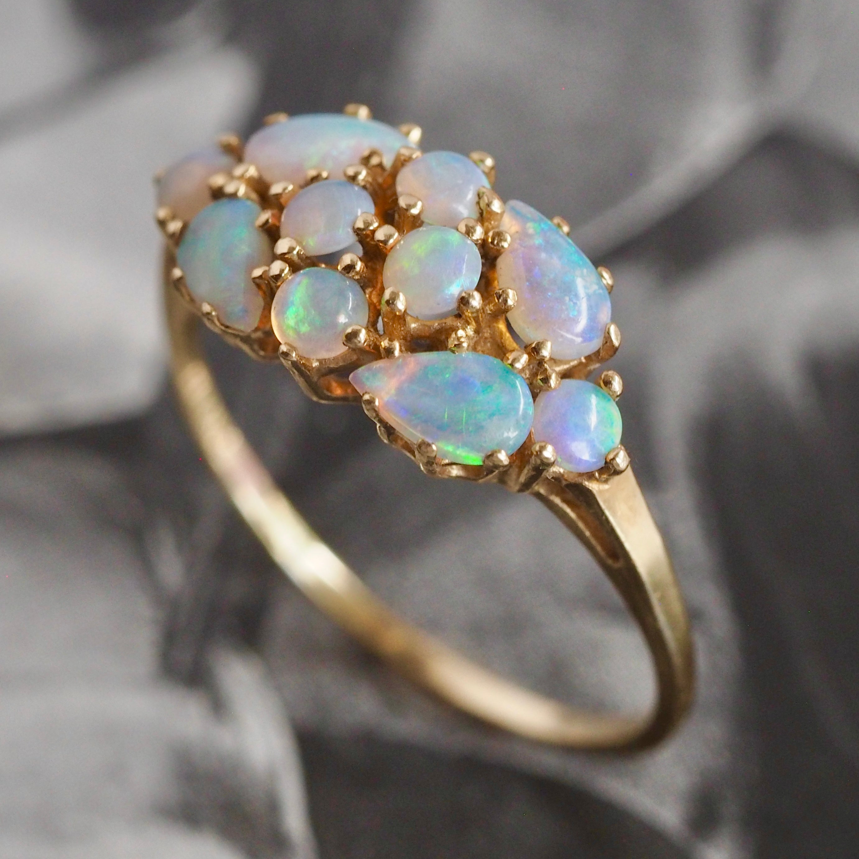 Vintage 14k Gold Opal Mosaic Ring