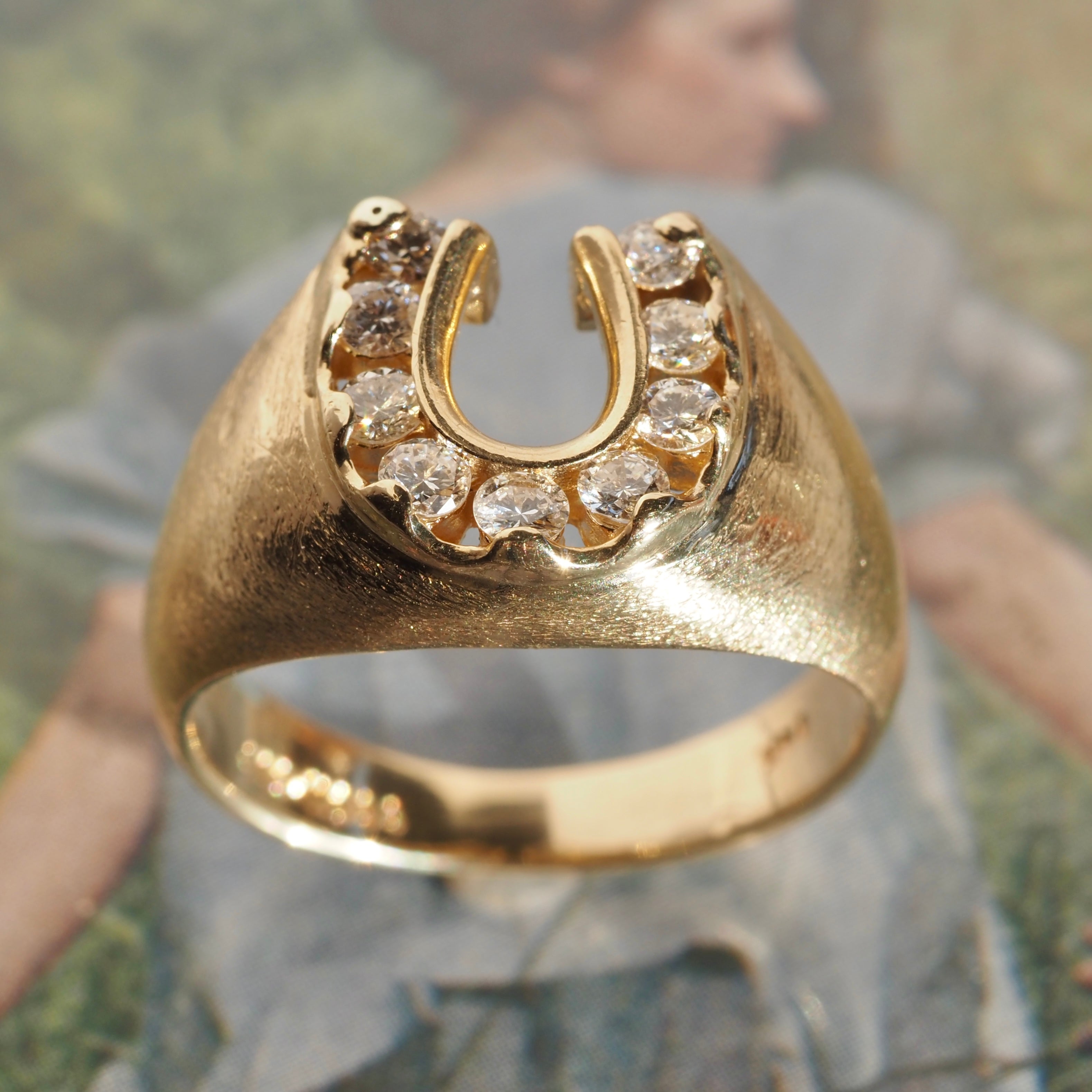 Vintage Diamond Horseshoe 14k Gold Ring