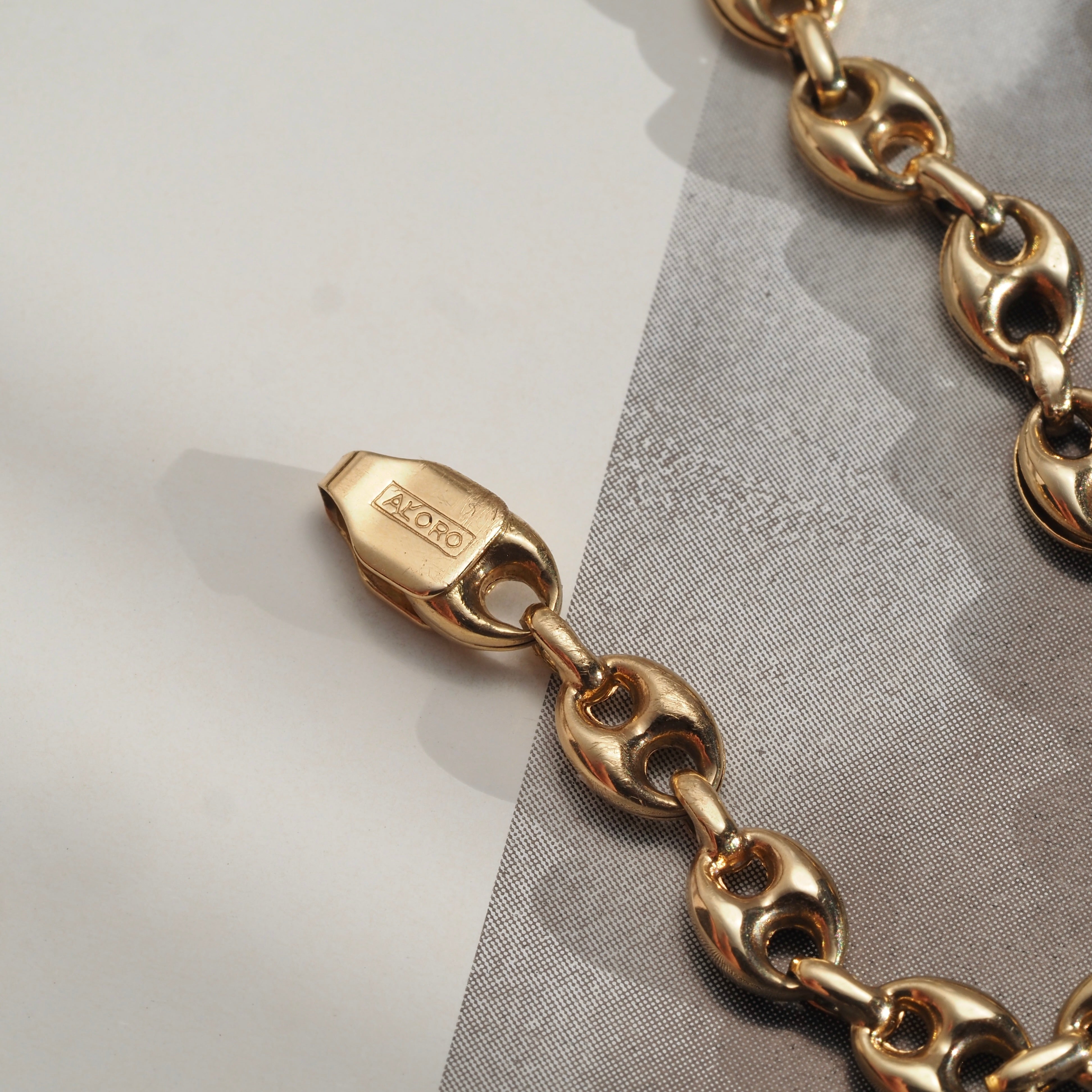 Vintage 14k Puffy Gold Mariner Link Bracelet