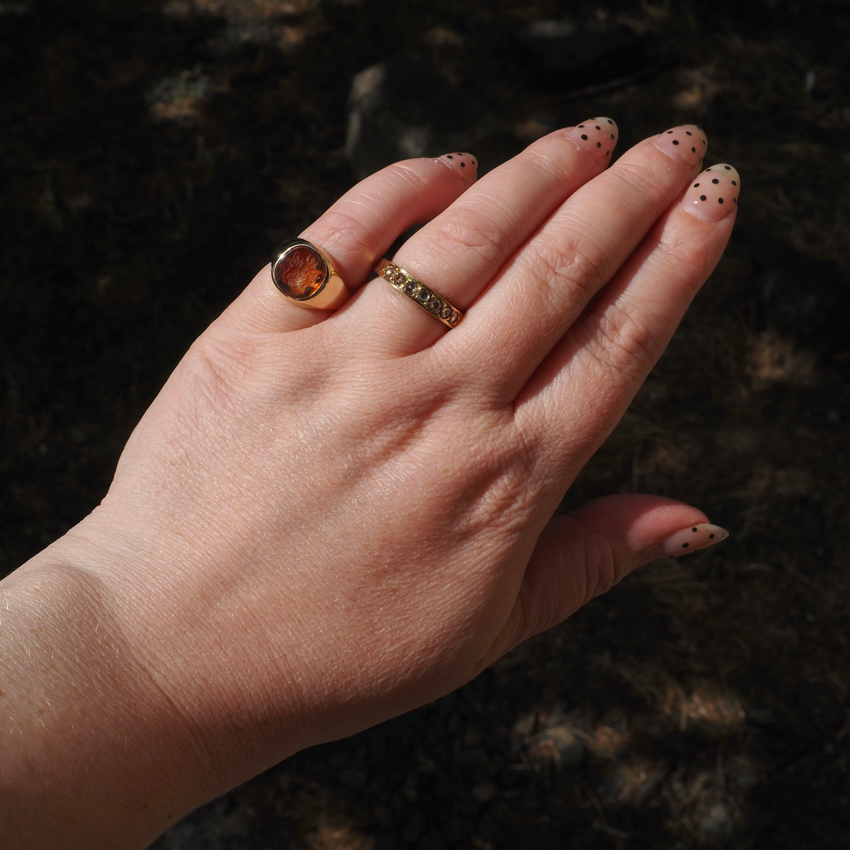 Vintage Citrine Crest Intaglio 14k Gold Signet Ring