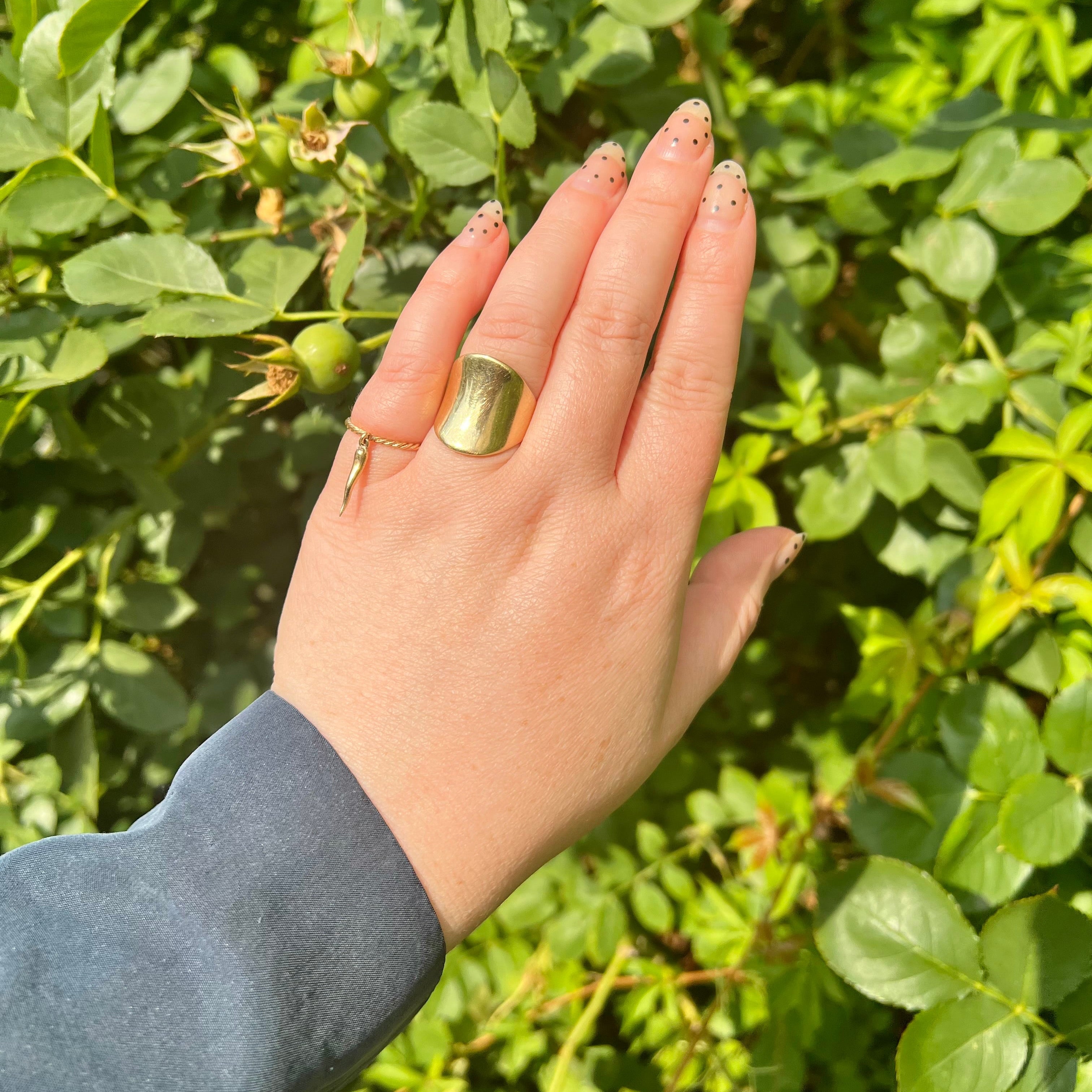 Vintage 10k Gold Twisted Cornicello Charm Ring