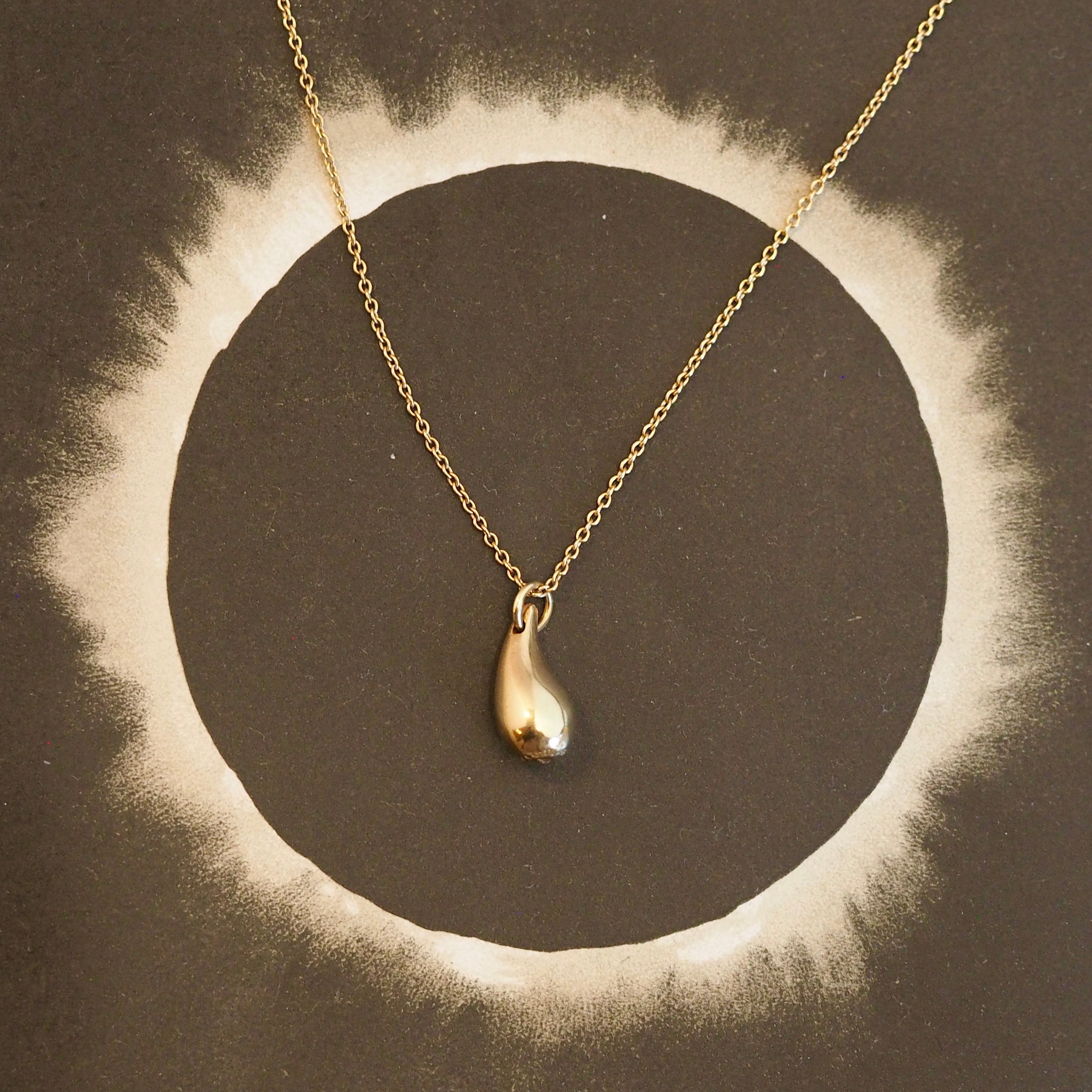 18K Yellow Gold & Diamond Teardrop Pendant Necklace 1047-32-7449 | Grants  Jewelry