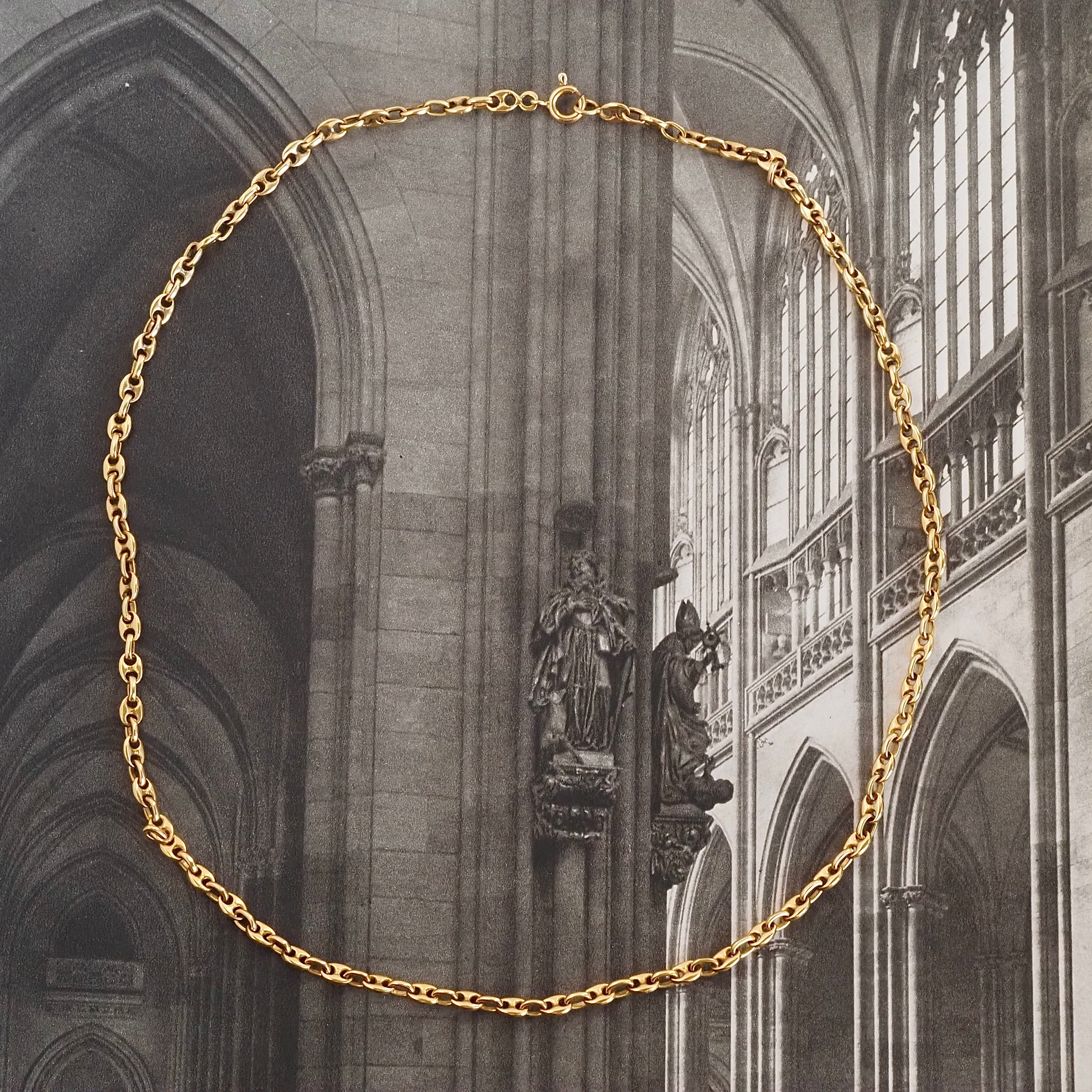 Vintage Puffy Italian Mariner Link 18k Gold Chain Necklace