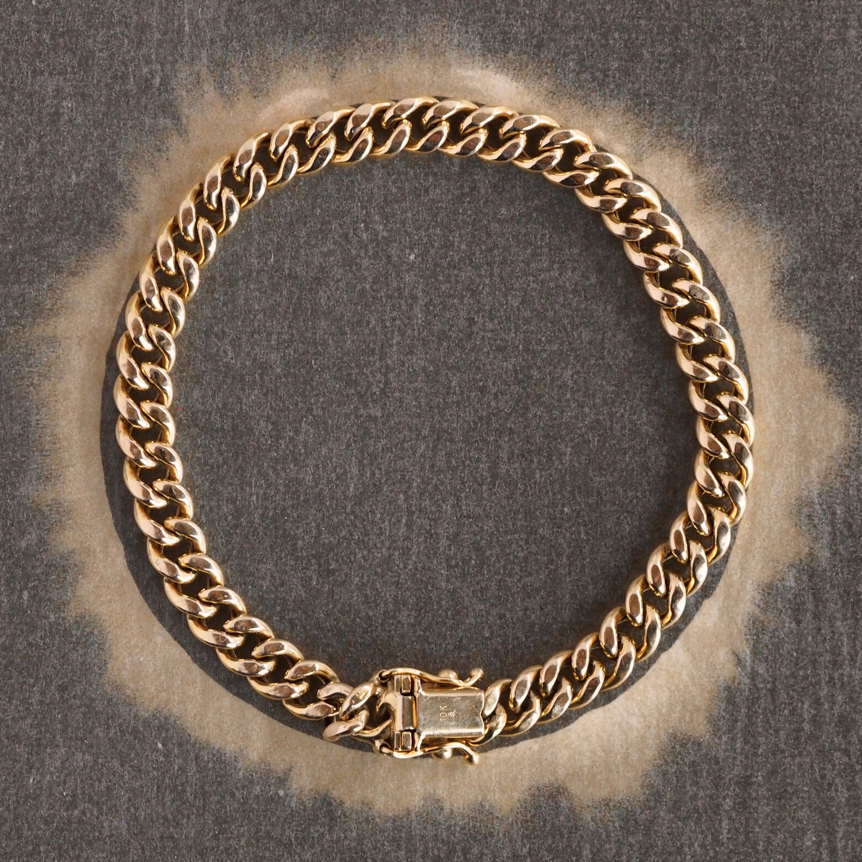 Vintage 10k Gold Curb Chain Double Clasp Bracelet