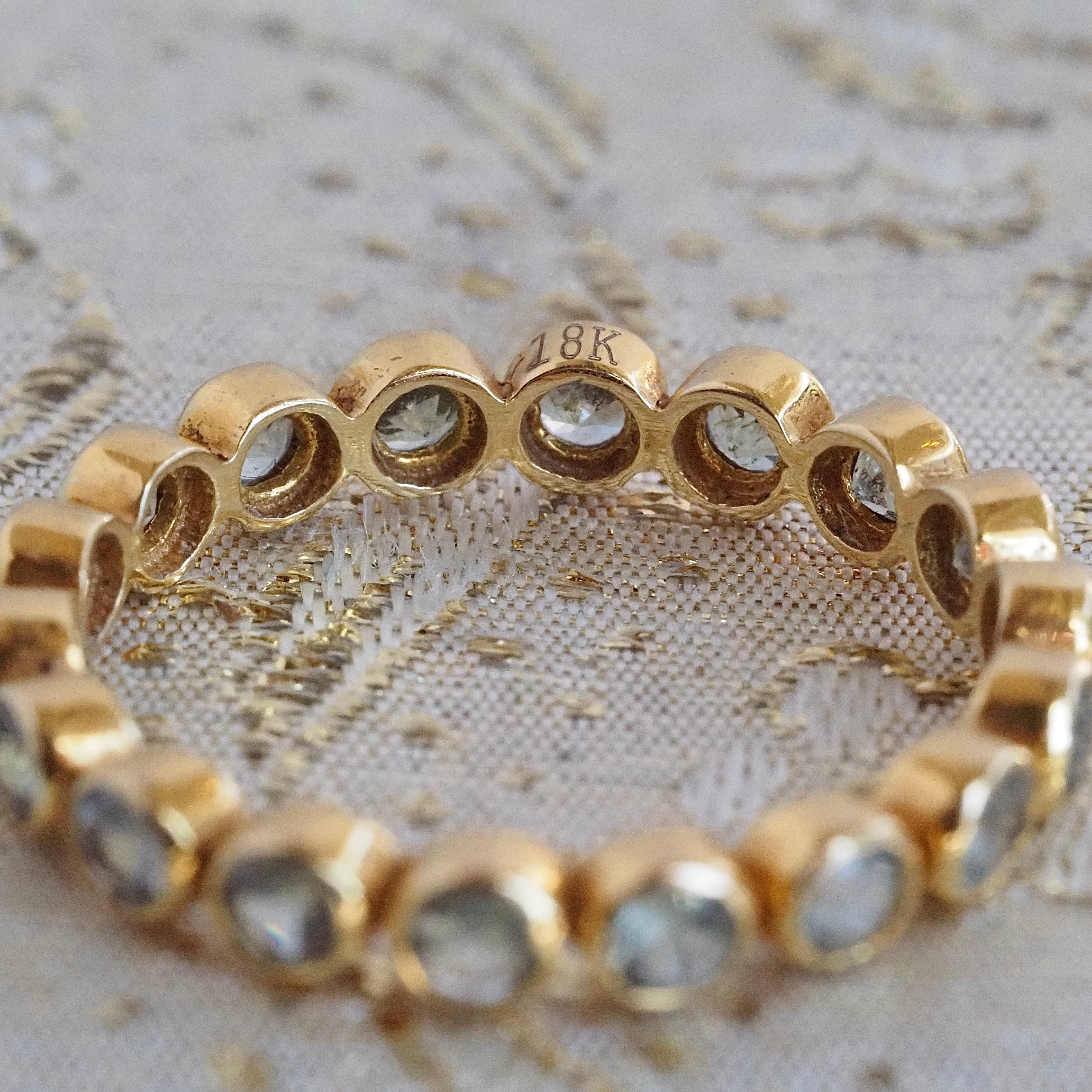Green Sapphire 18k Gold Eternity Ring