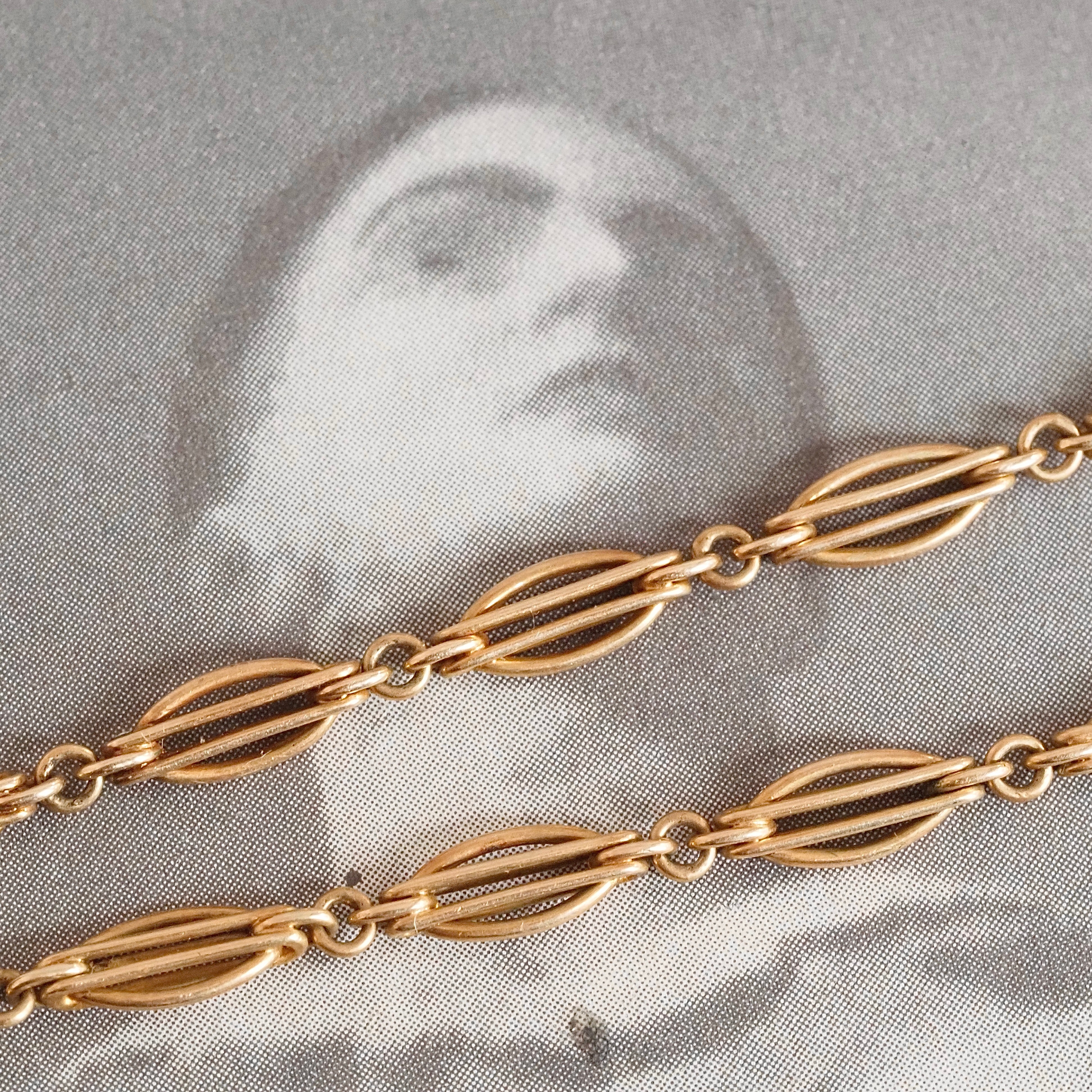 Antique Fancy Watch Chain 14k Gold Bracelet