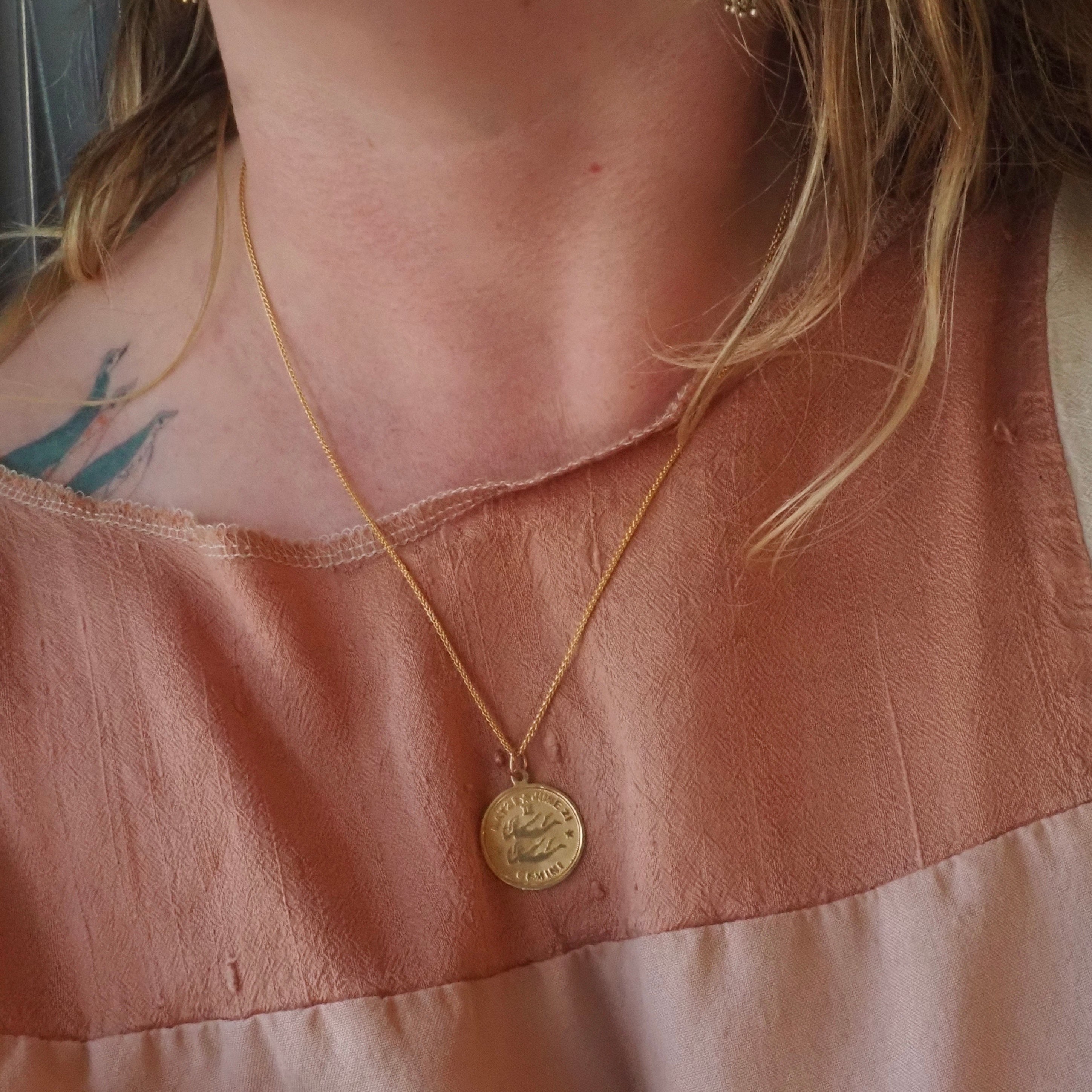 Vintage Gemini 14k Gold Pendant