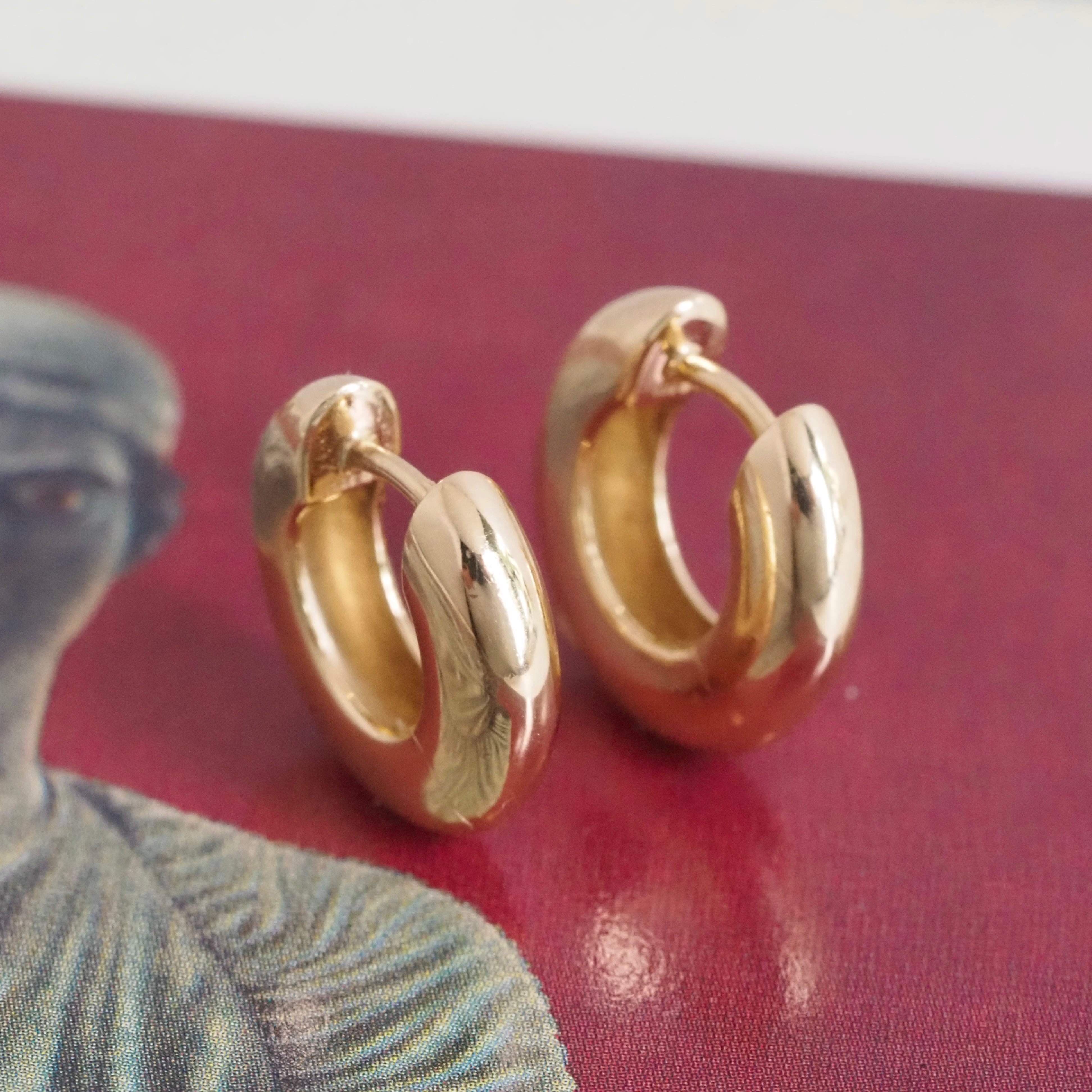 14K Gold Hinged Huggie Hoops