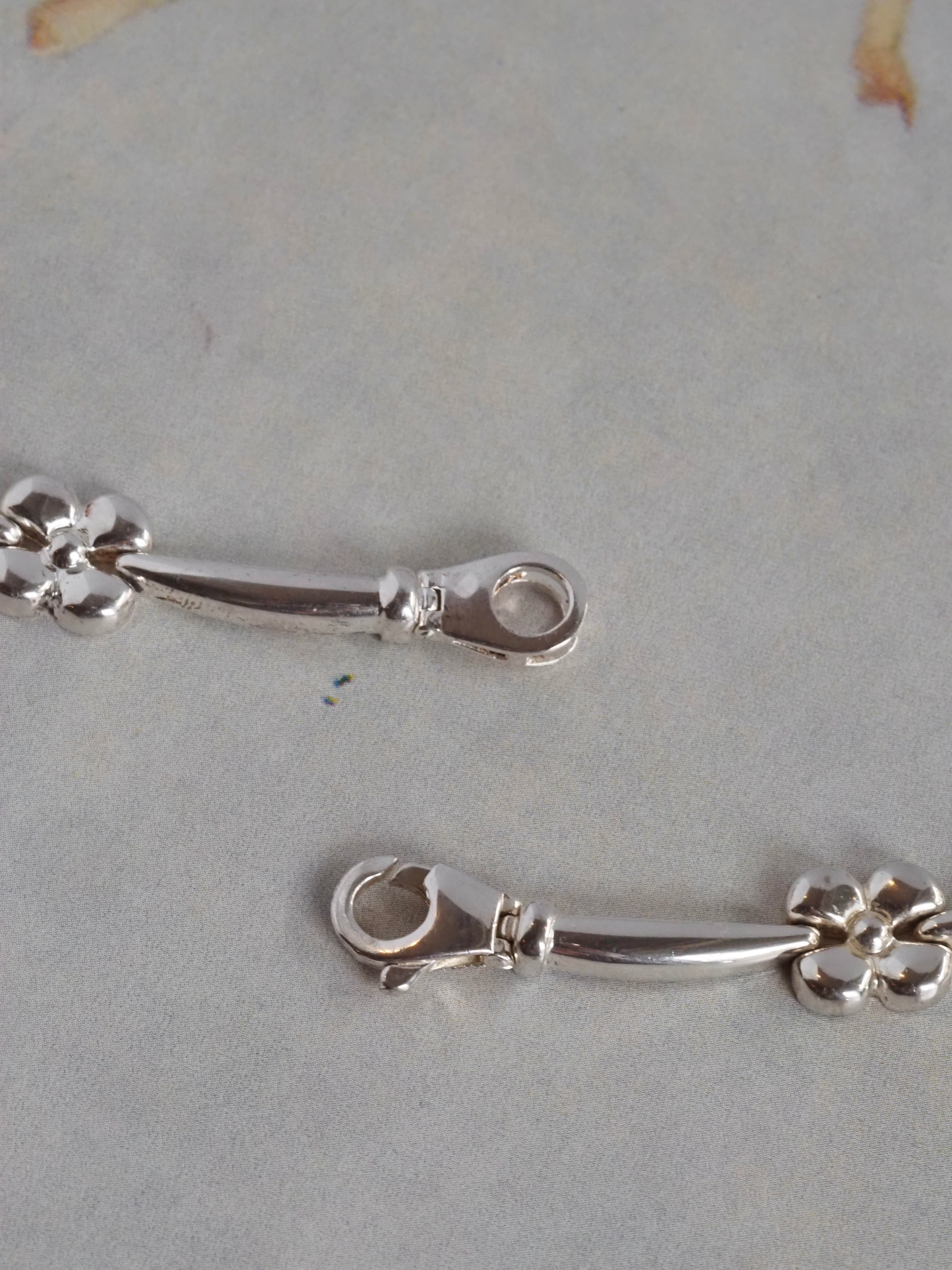 Vintage Italian Sterling Silver Flower Necklace