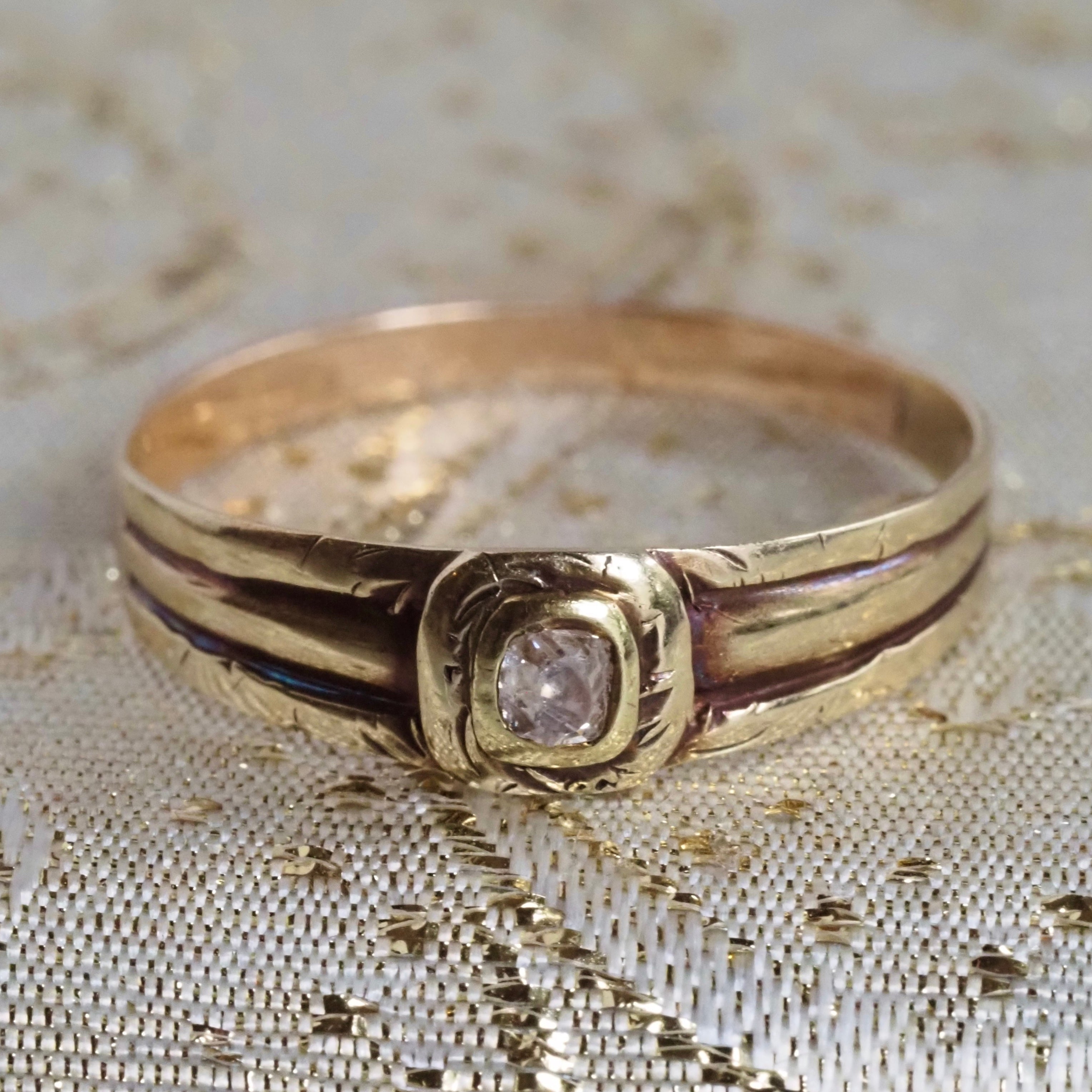 Antique 14k Gold Late 1700s Pink Peruzzi Diamond Ring