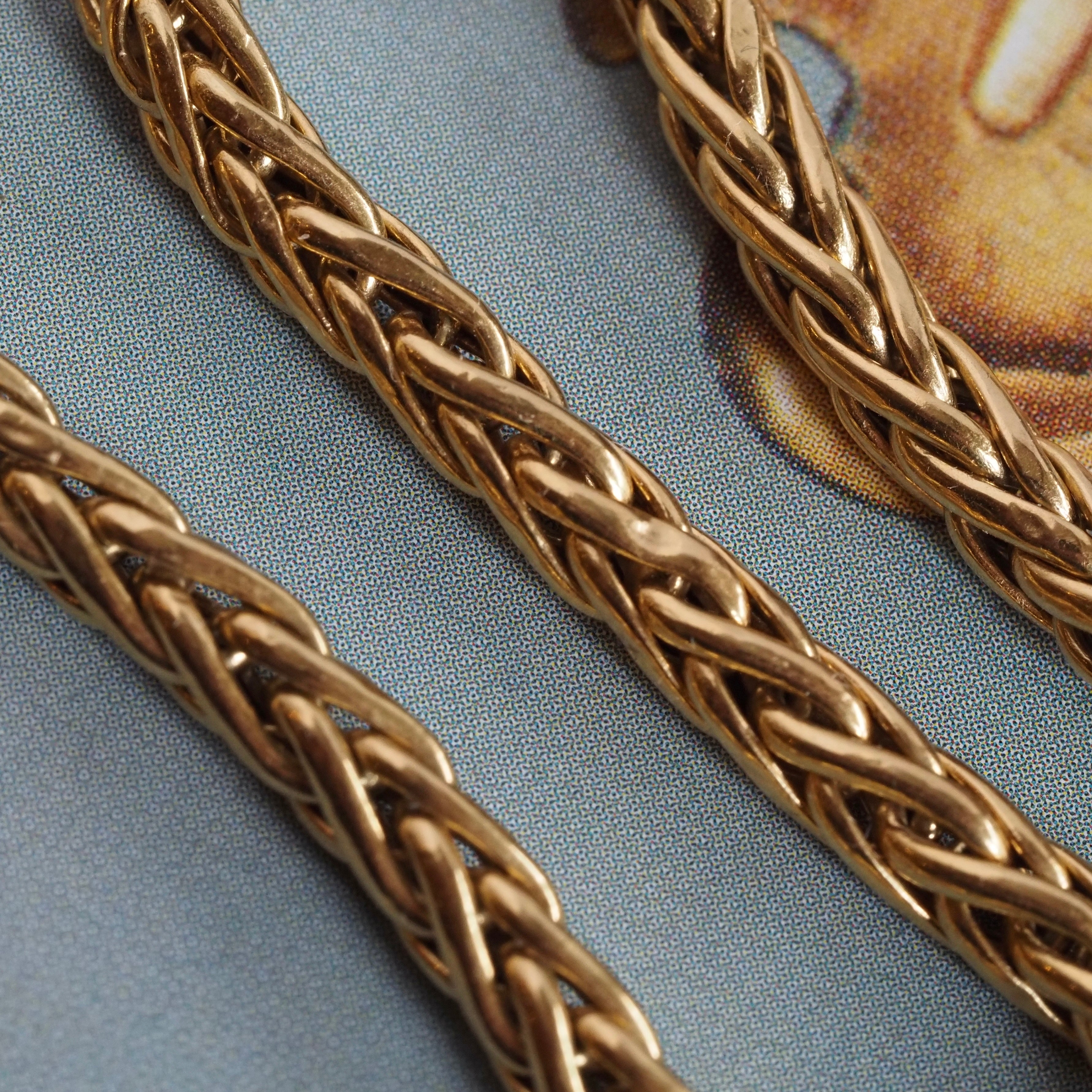 Vintage Italian 18k Gold Wheat Chain 7.25" Bracelet