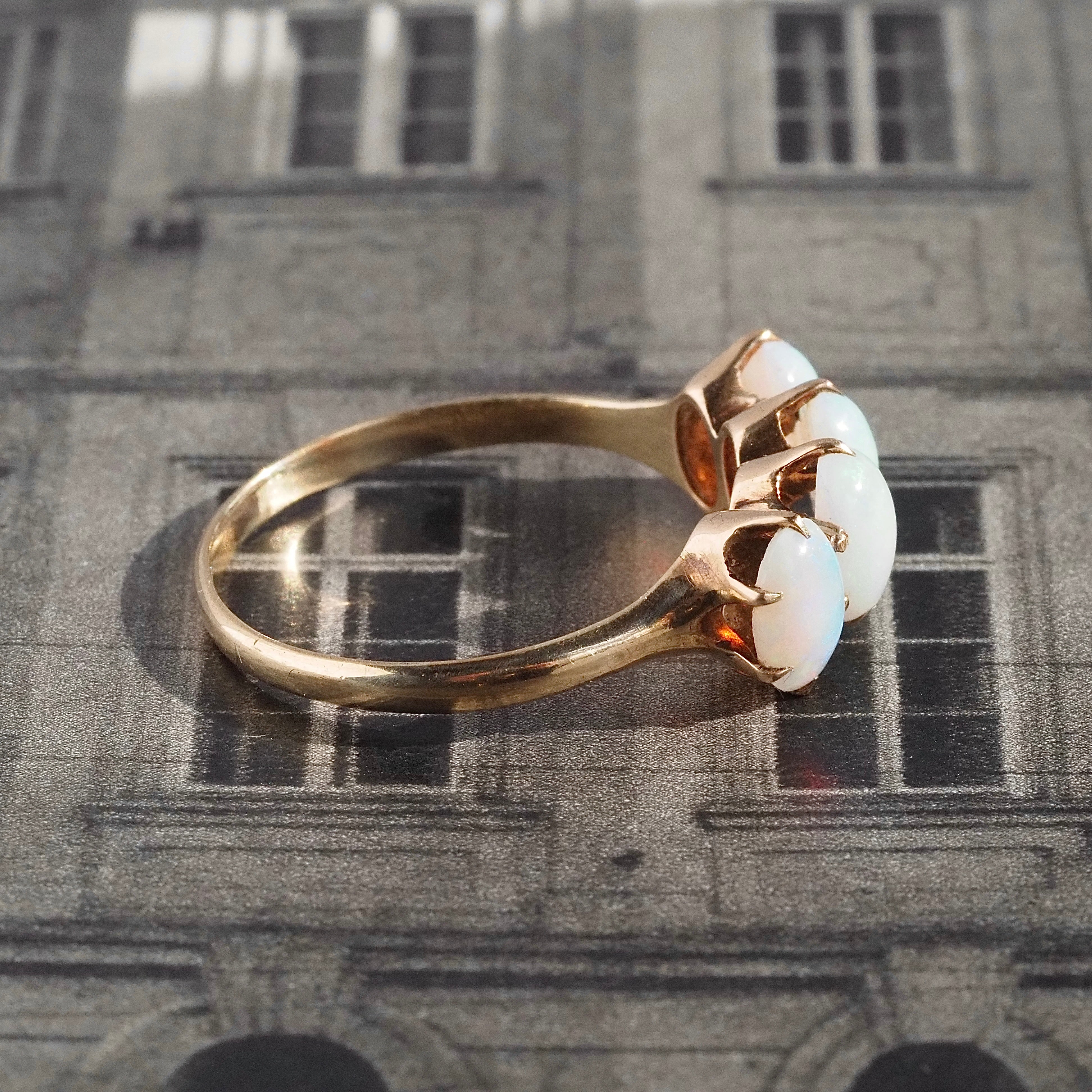 Antique Victorian Four Opal 10k Gold Ring