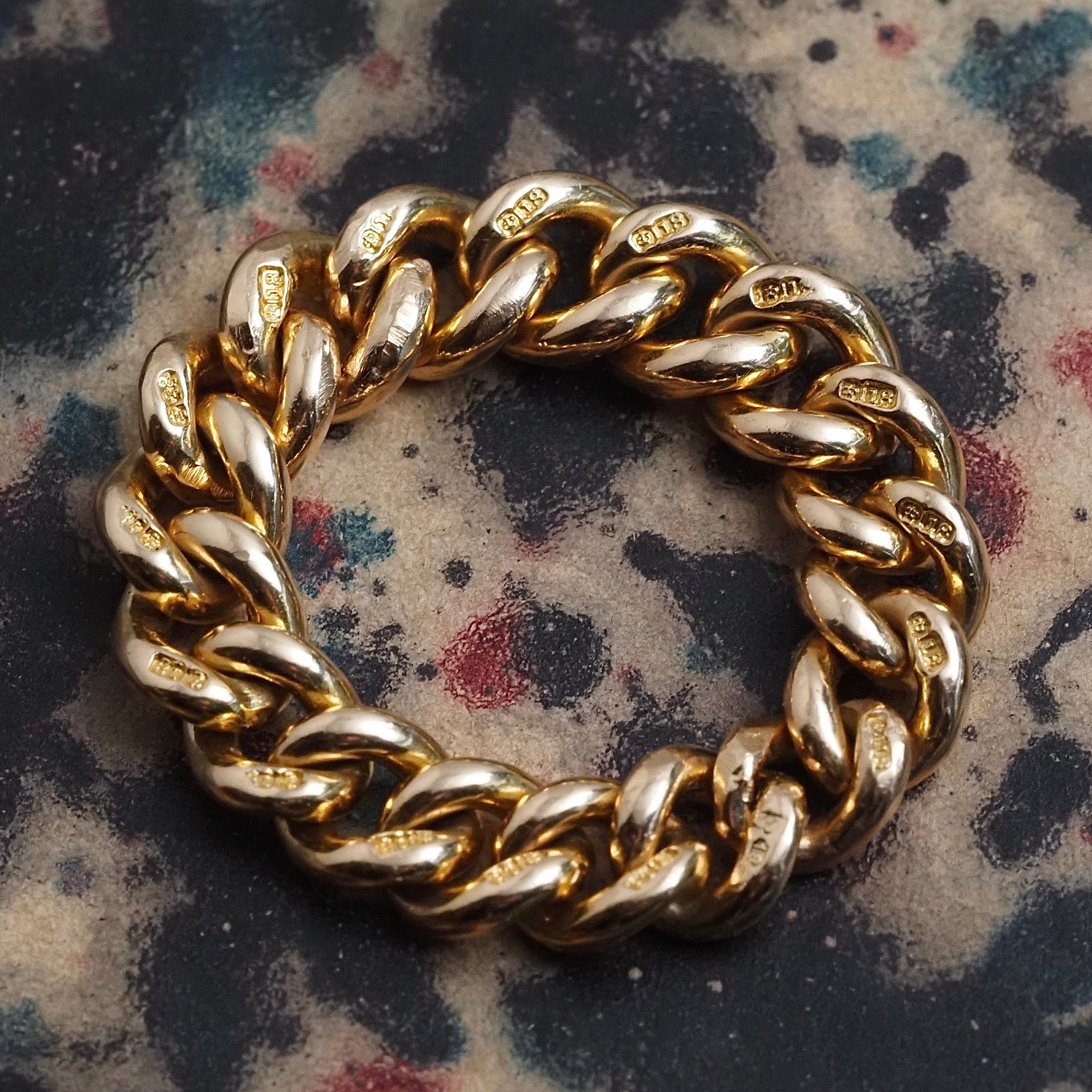 Vintage 18k Gold Solid Curb Chain Ring