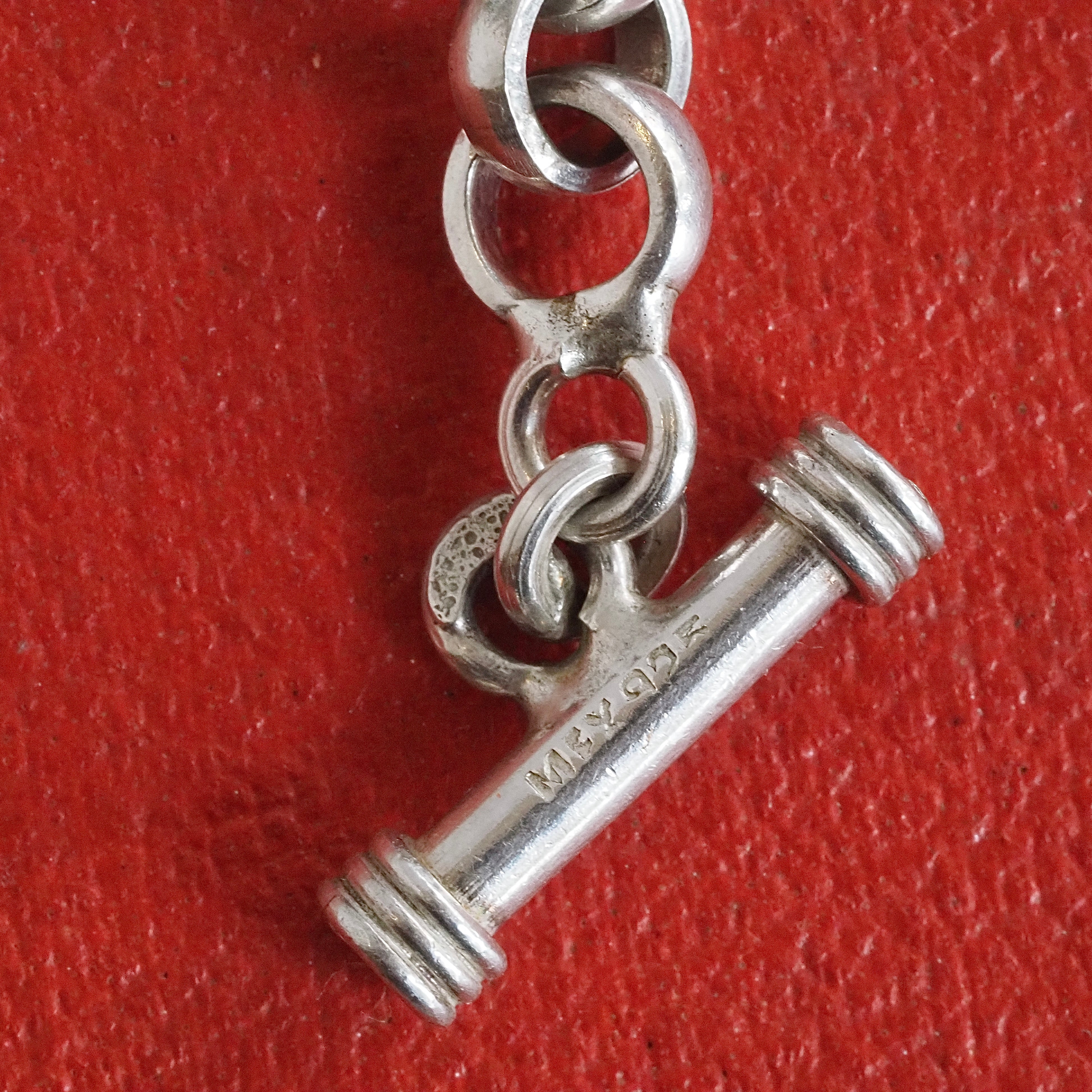 Vintage Sterling Silver 8" Rolo Link Chain Toggle Bracelet