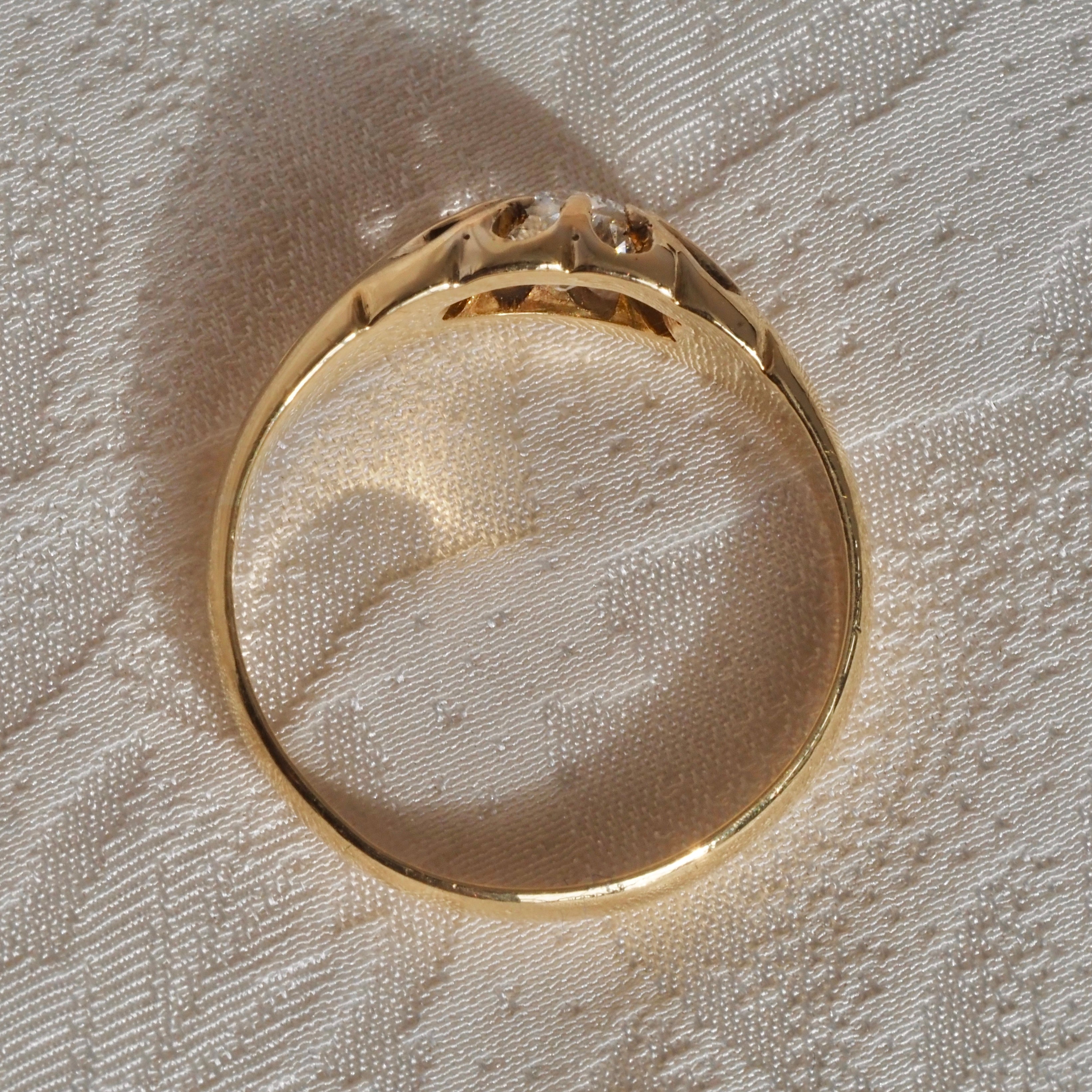 ON HOLD Antique English Old European Cut Diamond 18k Gold Belcher Set Engagement Ring