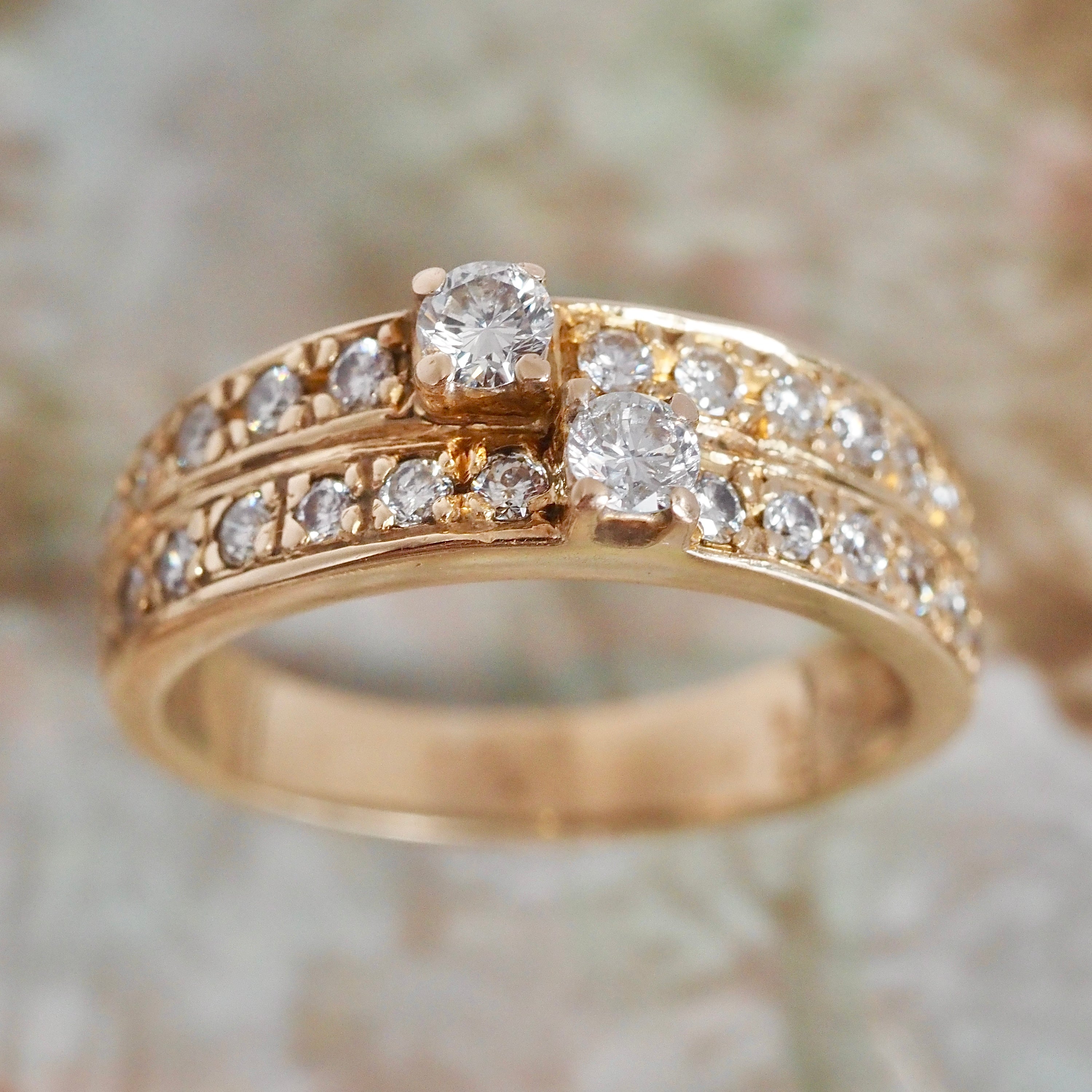 Vintage 14k Gold Diamond Double Band