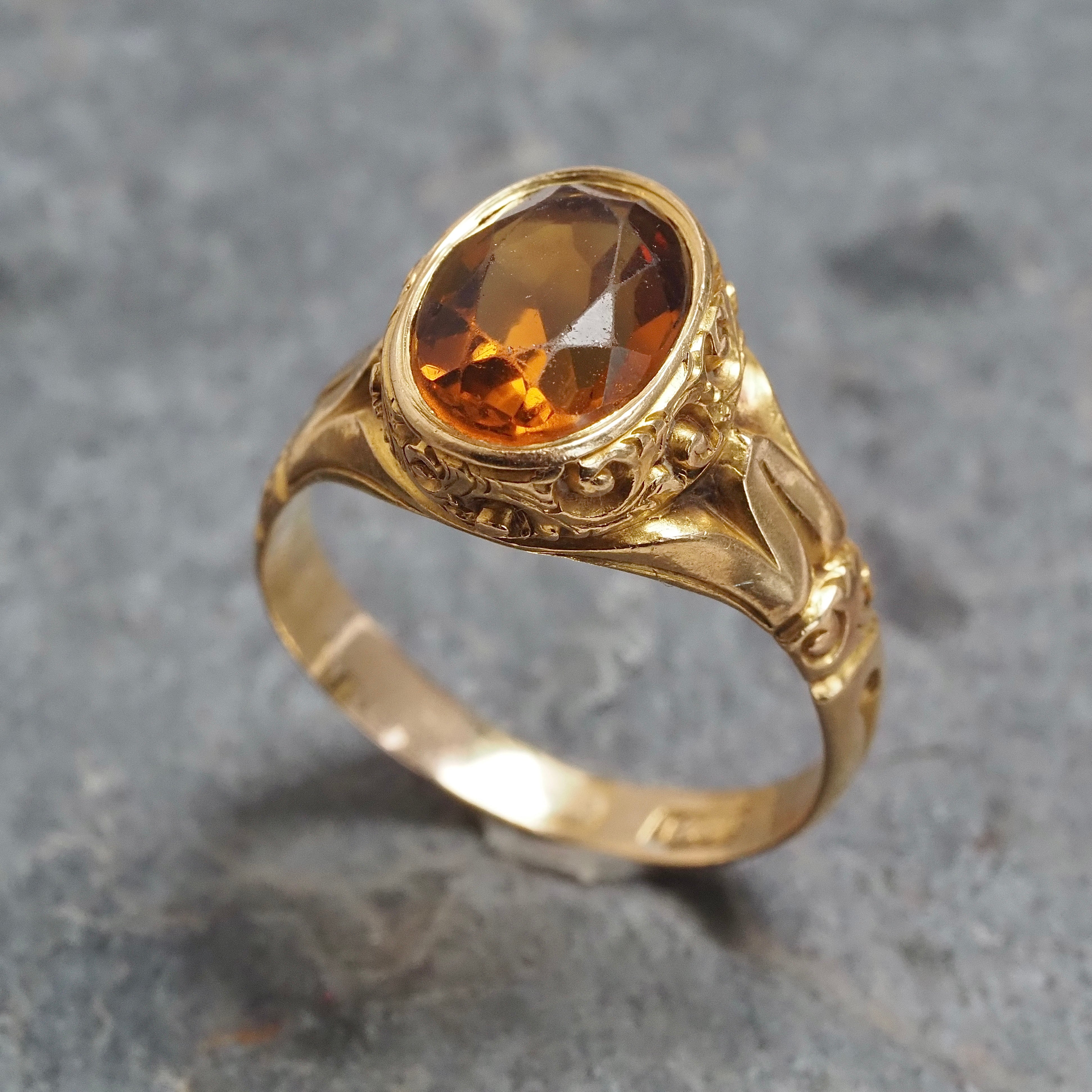 Antique English Citrine 18k Gold Ring