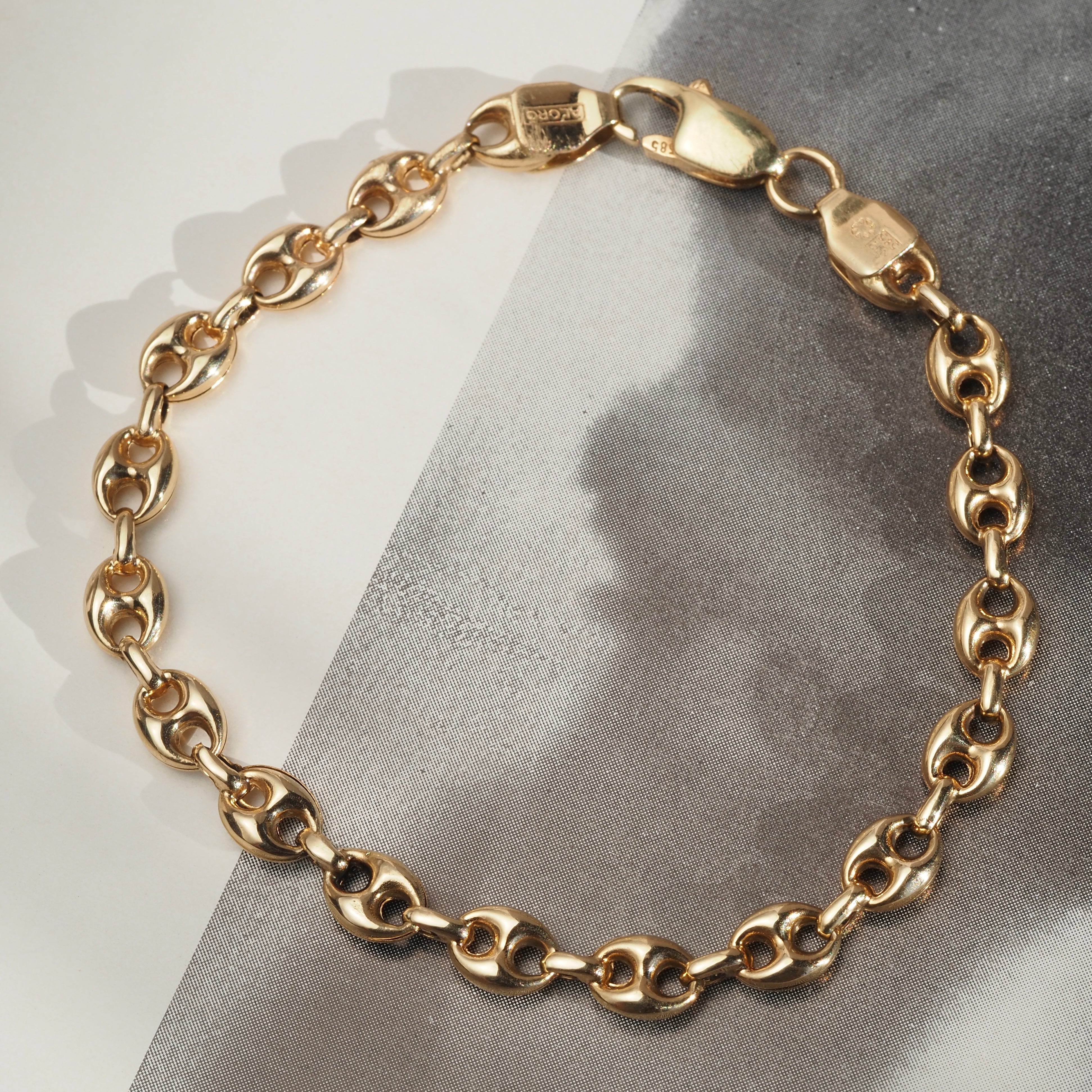 Vintage 14k Puffy Gold Mariner Link Bracelet
