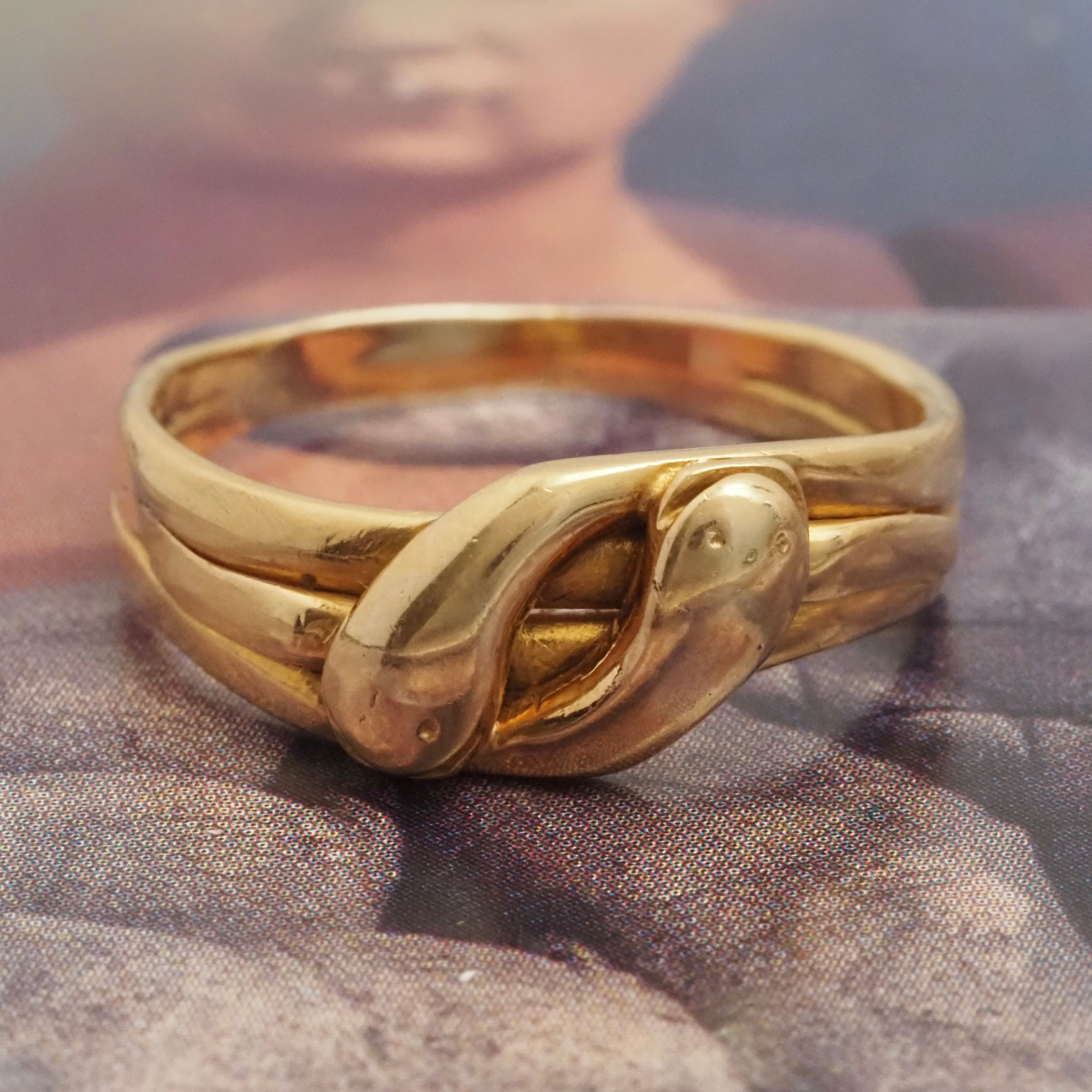 Antique 18k Gold Double Headed Snake Ring