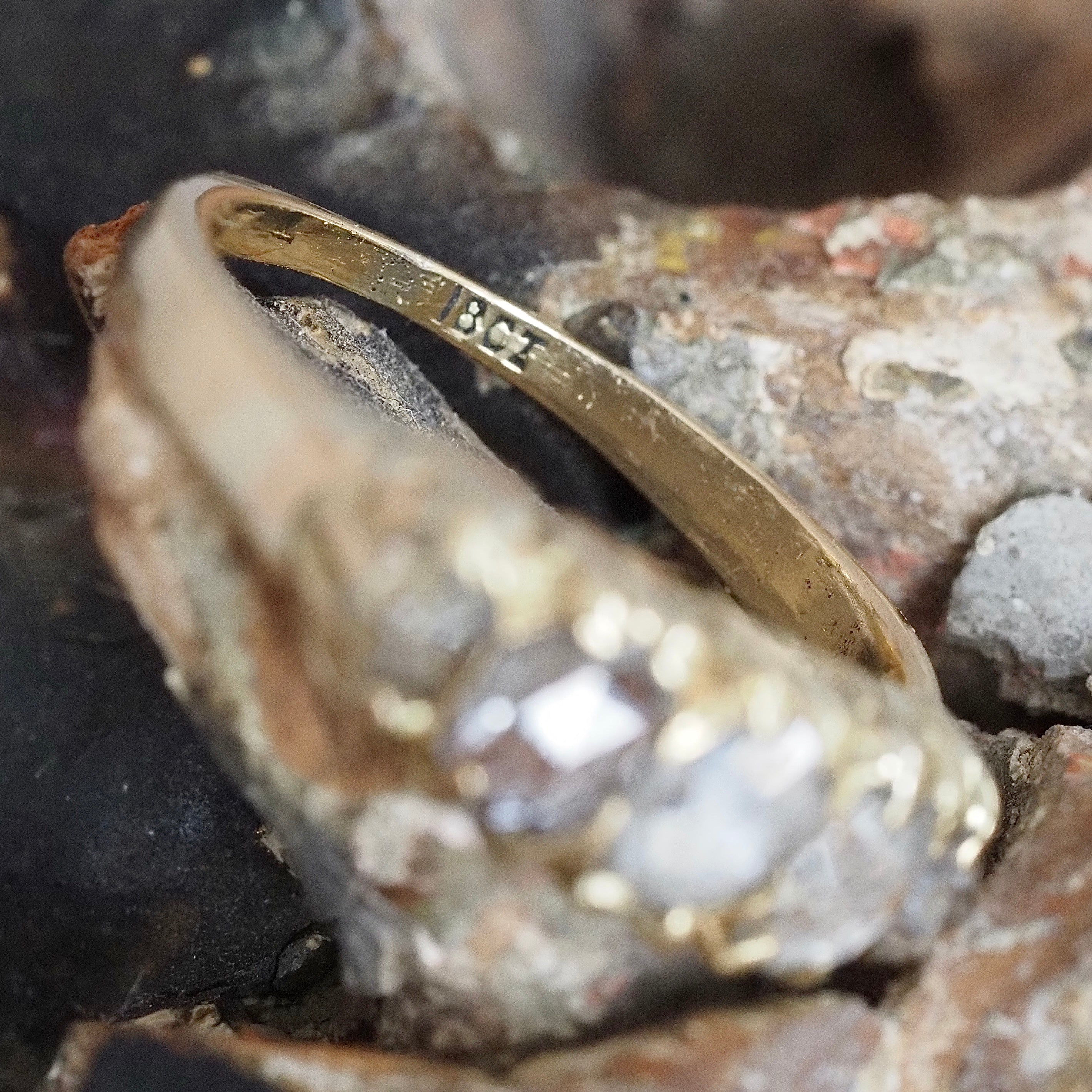 Antique Victorian 18k Gold Foil Backed Rose Cut Diamond Five Stone Ring