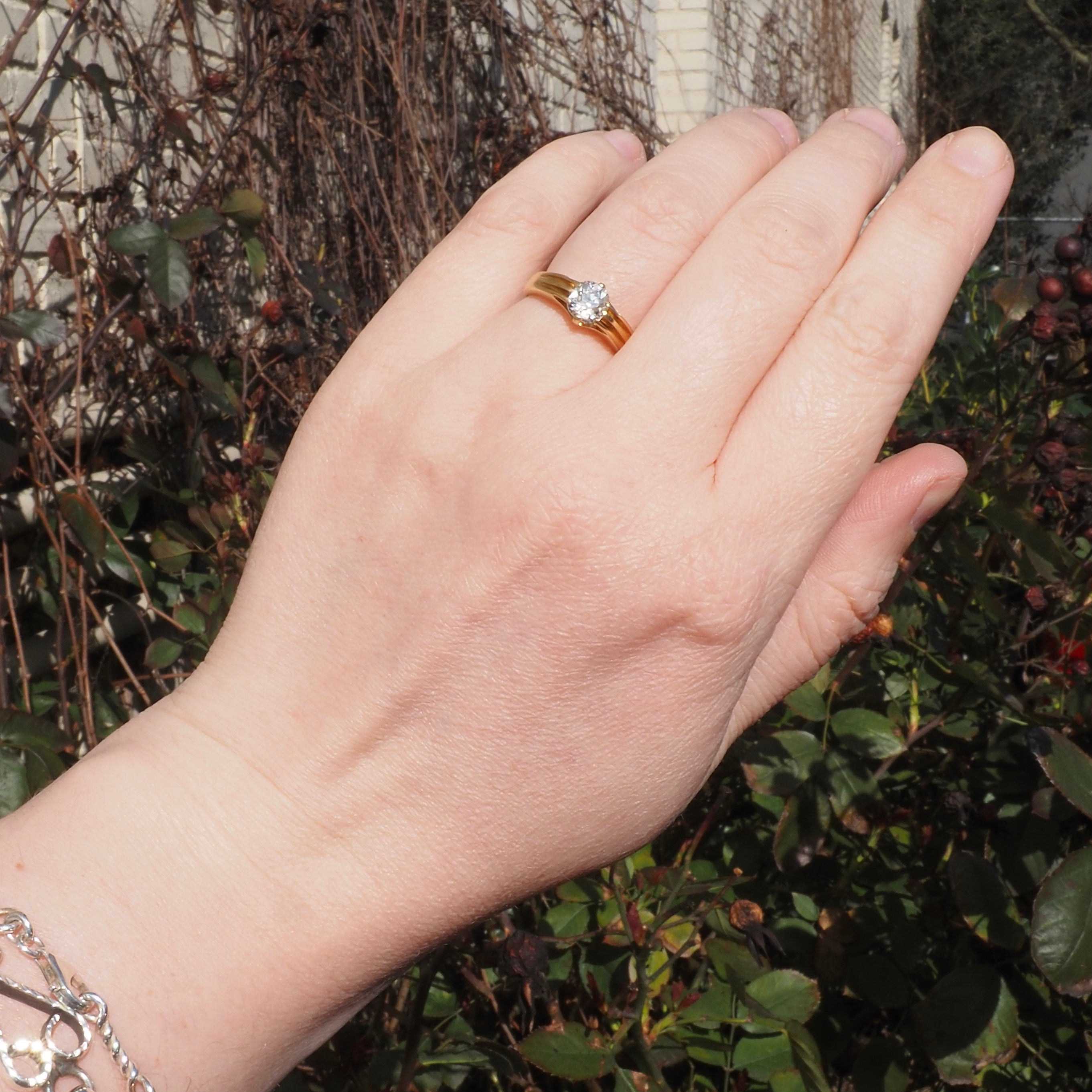 Antique Art Nouveau Old Mine Cut Diamond 18k Gold Engagement Ring