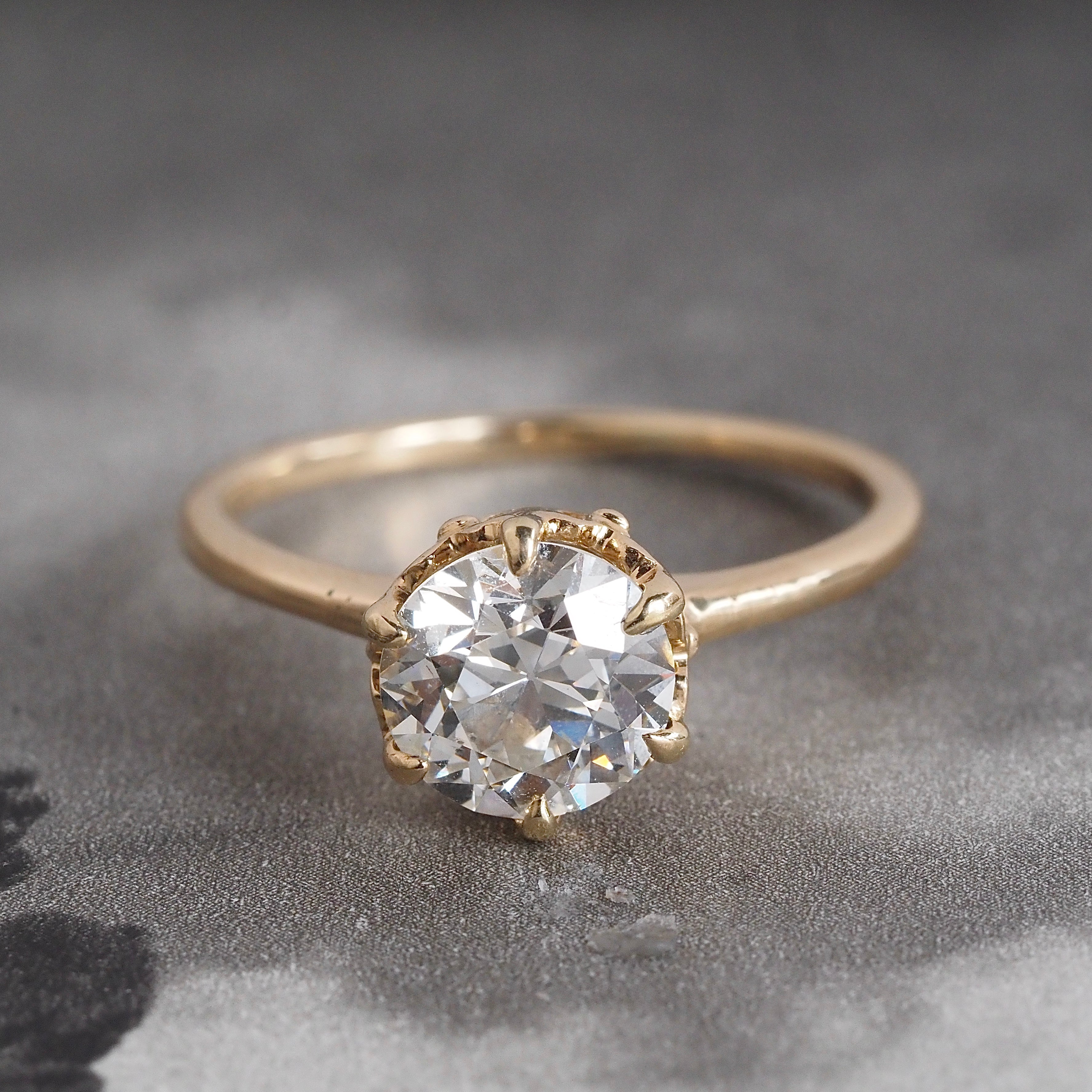 Victorian Style 1.45ct Old European Cut Diamond 14k Gold Engagement Ring