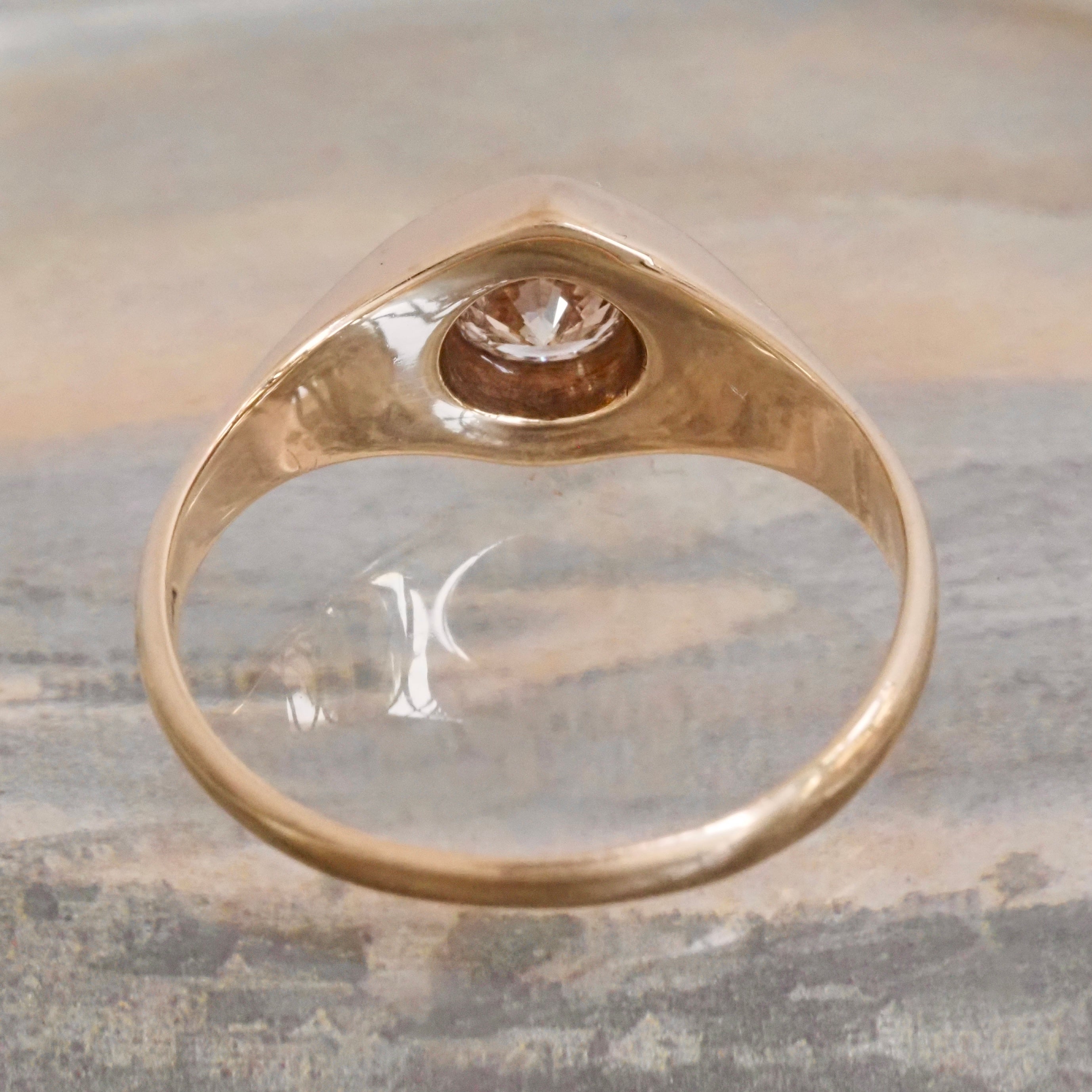Vintage Flush Set Diamond 10k Gold Ring