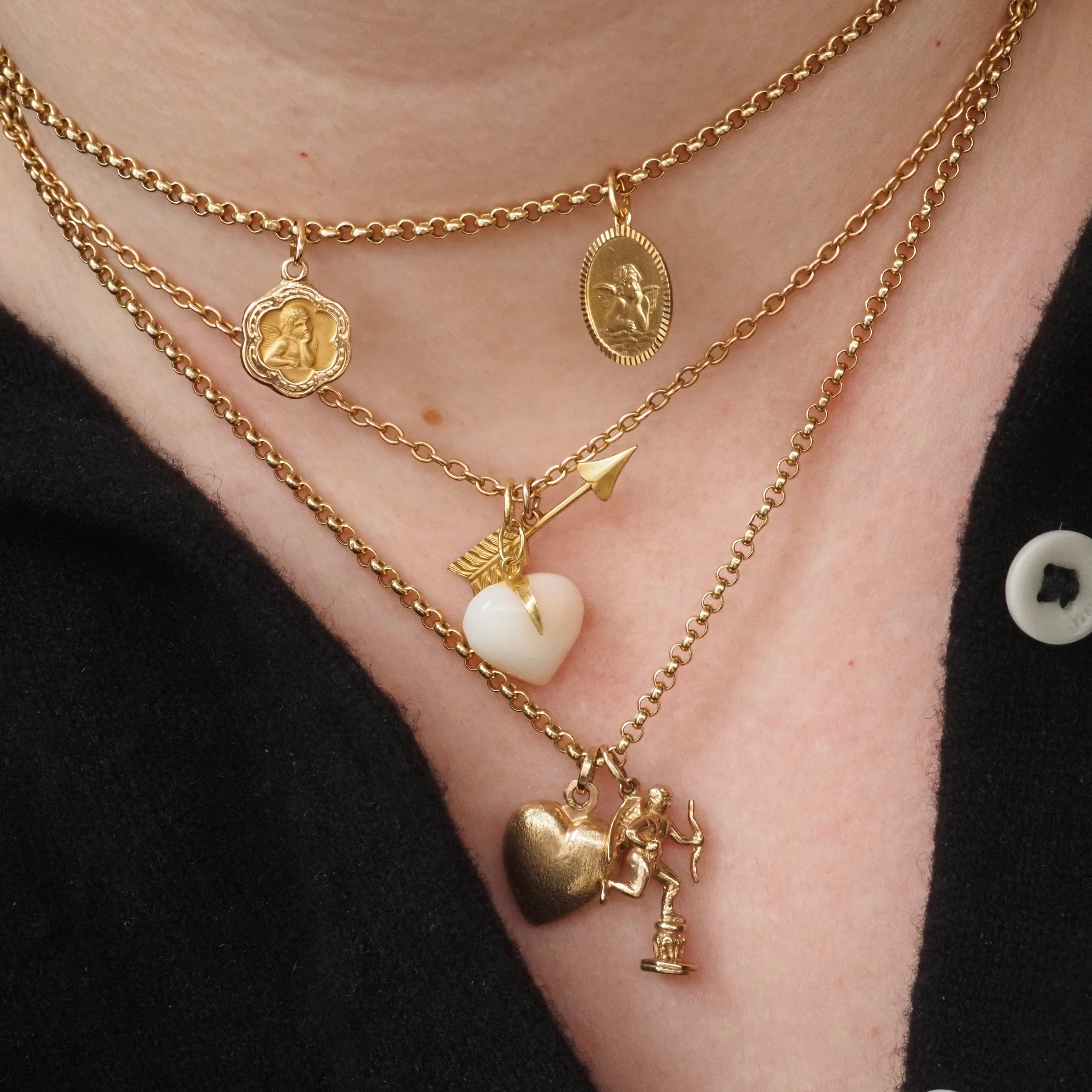 Vintage Textured 14k Gold Heart Charm