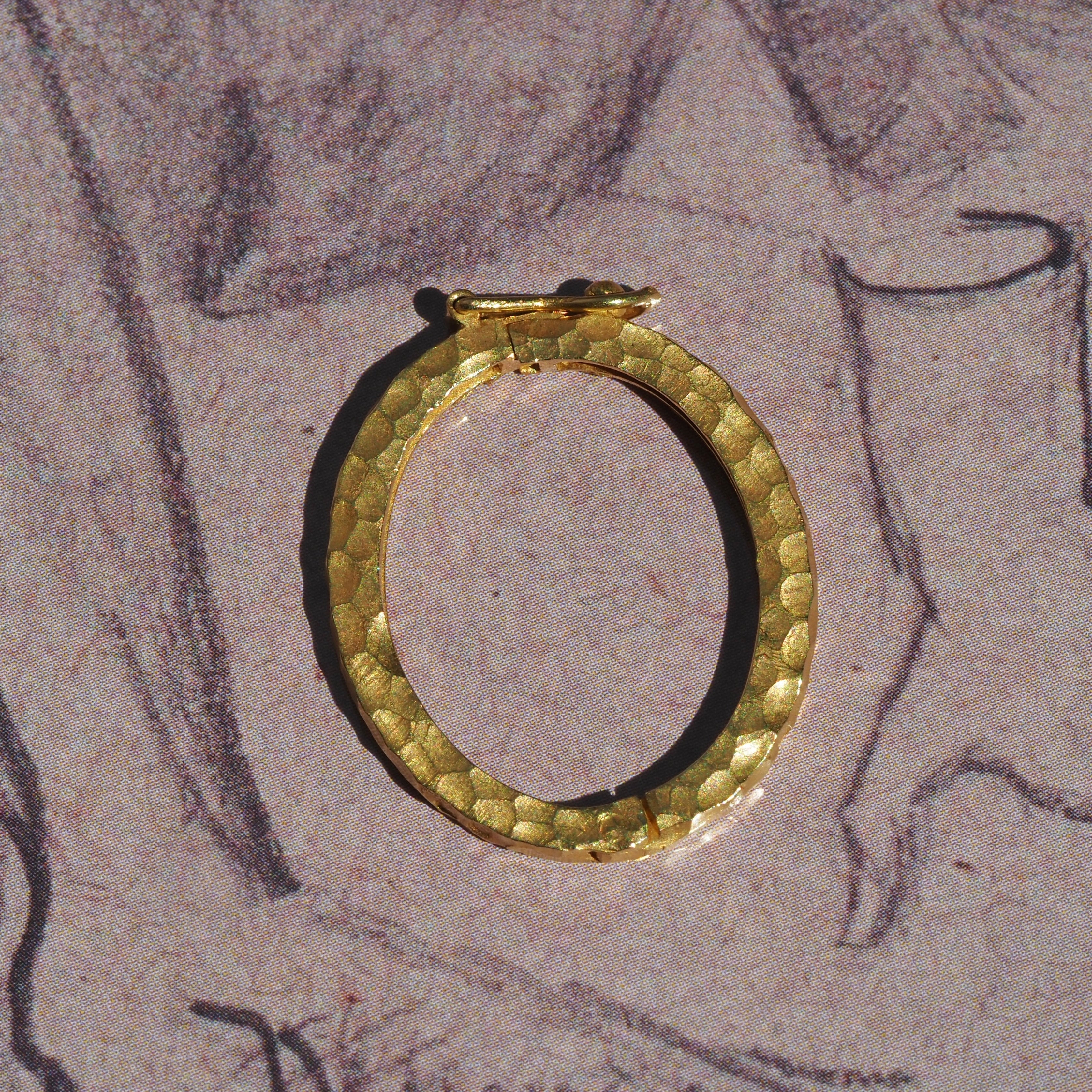 Vintage Portuguese 19k Gold Hammered Hinged Charm Holder