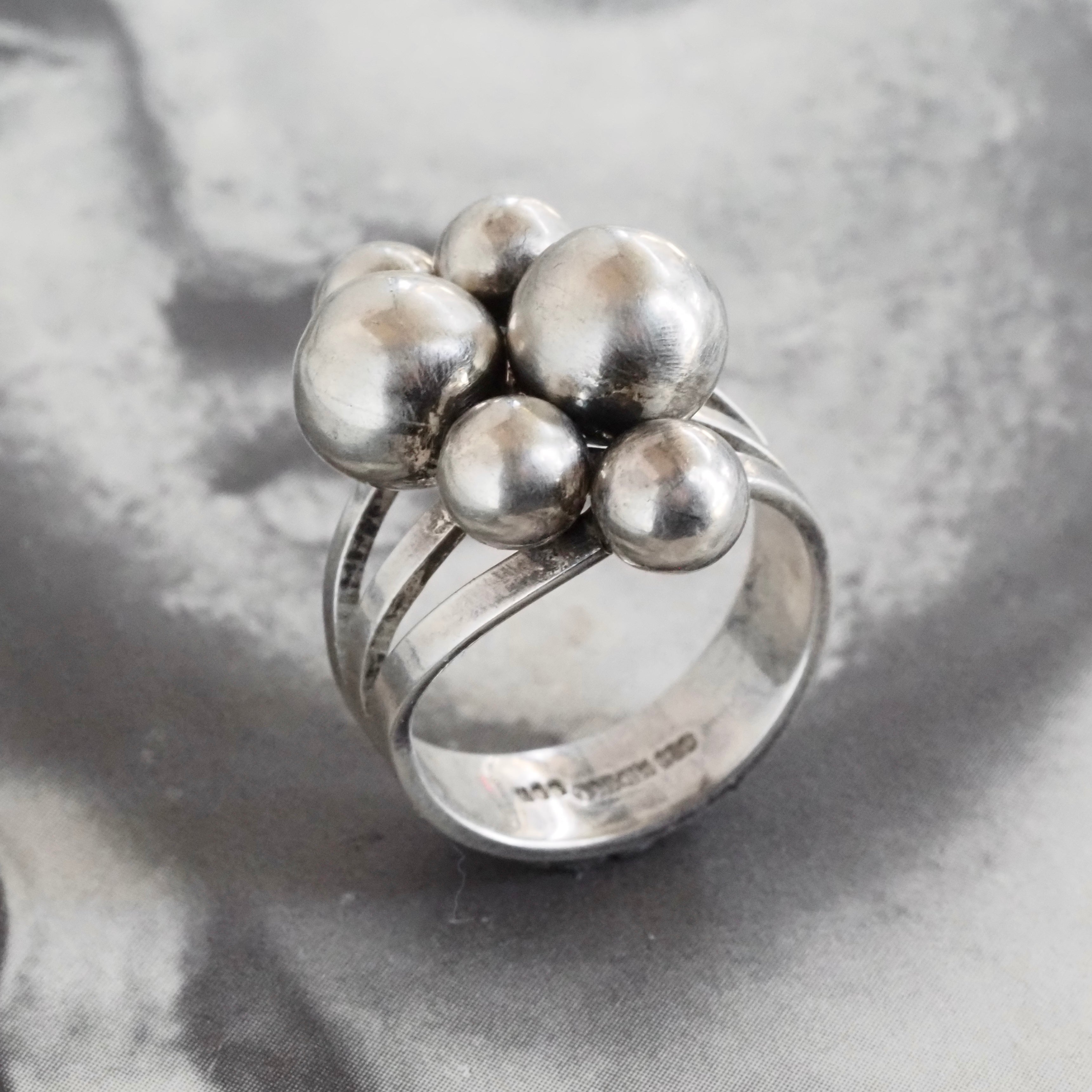 Vintage Mexican Sterling Silver Sculptural Ball Ring