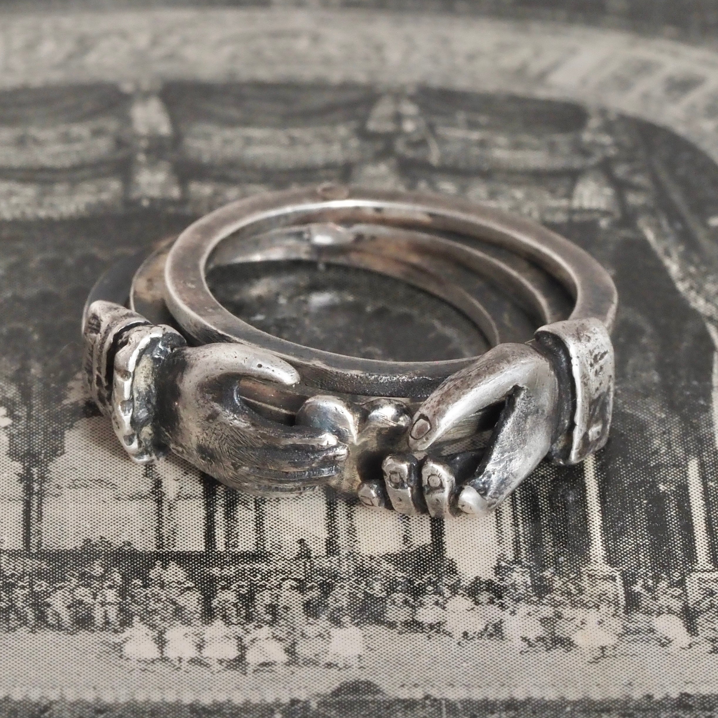 Antique Sterling Silver Fede Ring