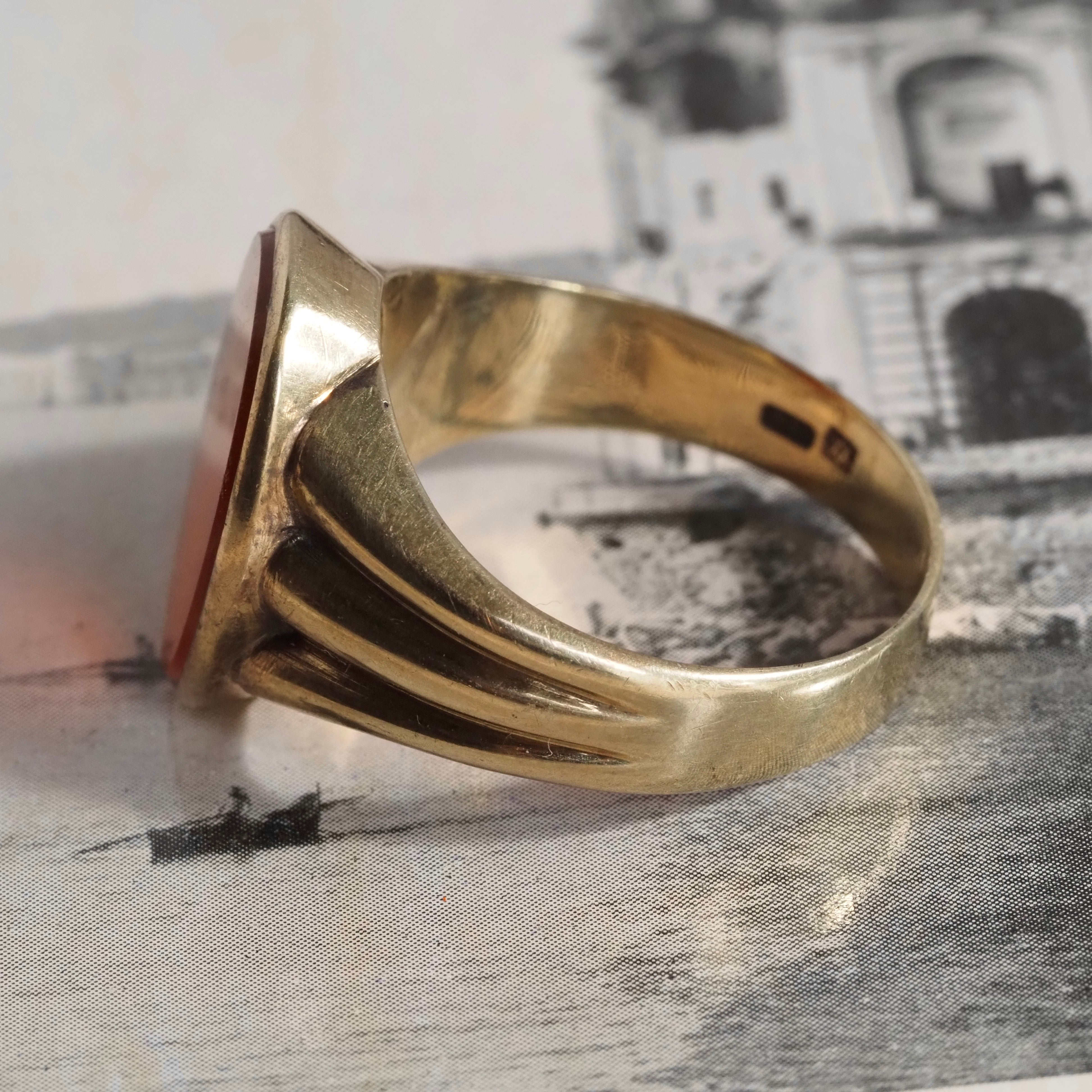 Antique Edwardian Carnelian Signet 8k Gold Ring