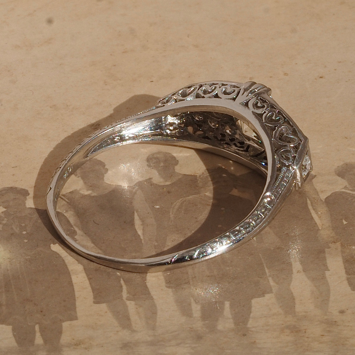 Antique Art Deco c. 1920s Platinum Old European Cut Diamond Engagement Ring