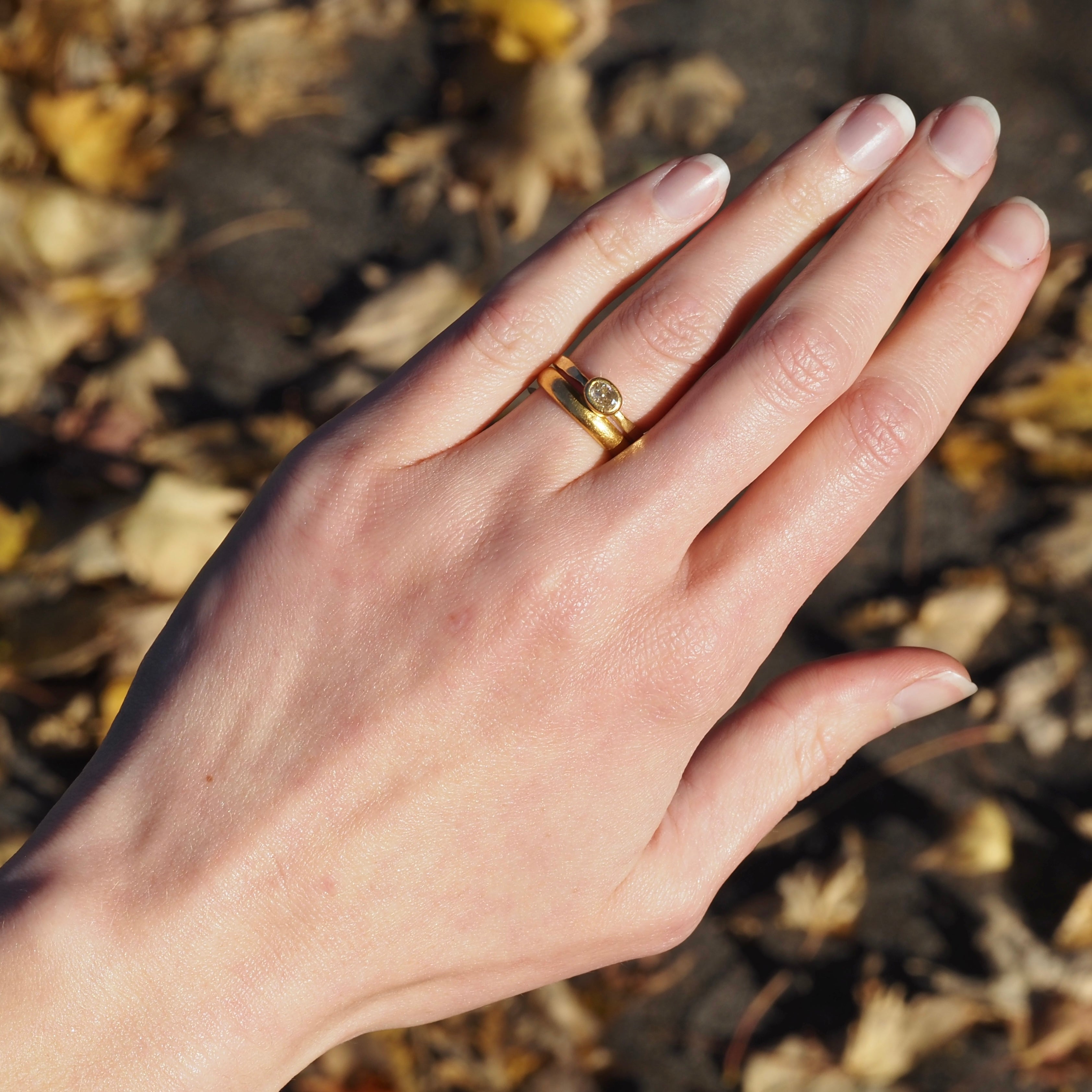 Textural 22k Gold and Grey Diamond Ring