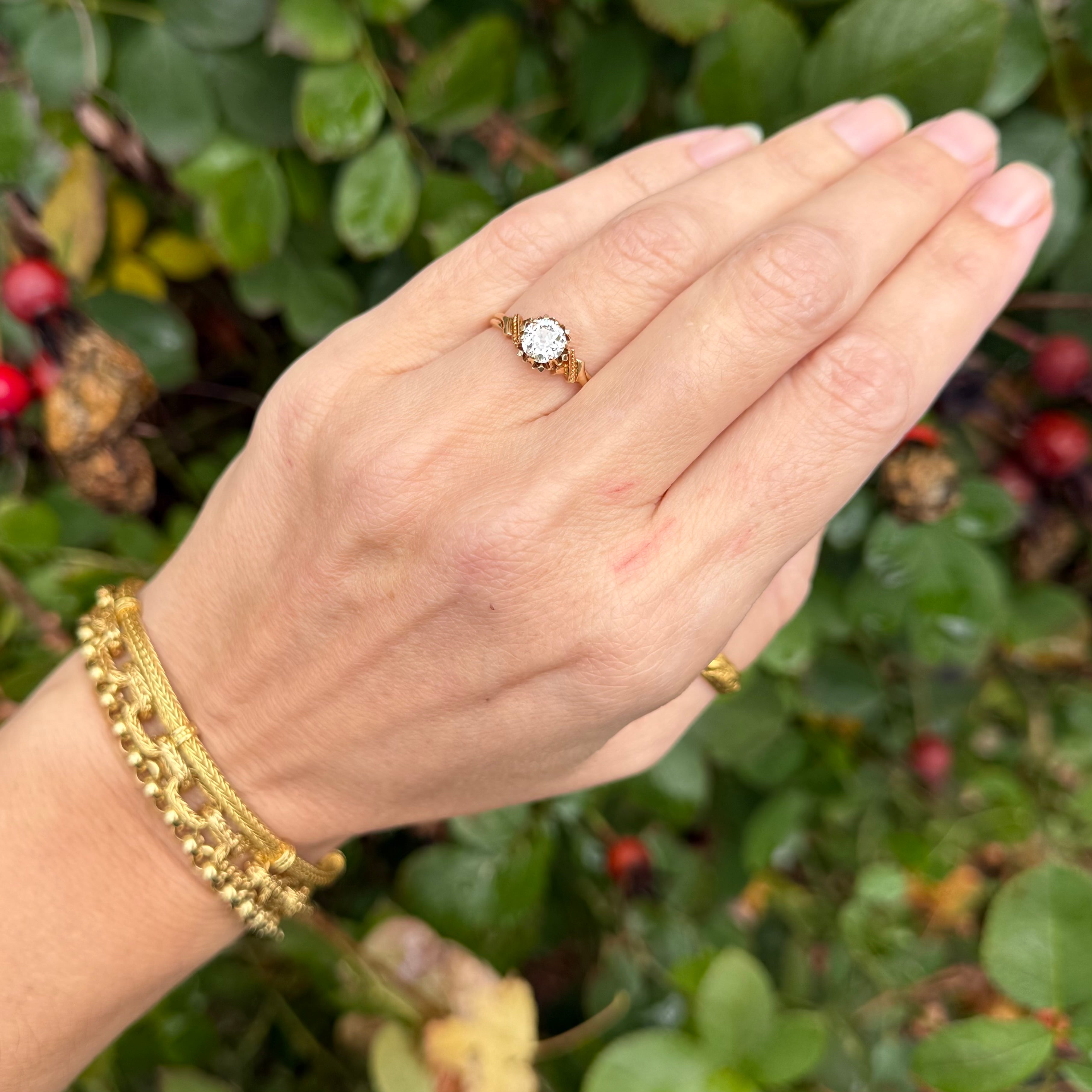 Antique Victorian ~1.0 ct Old European Cut Diamond 14k Gold Engagement Ring