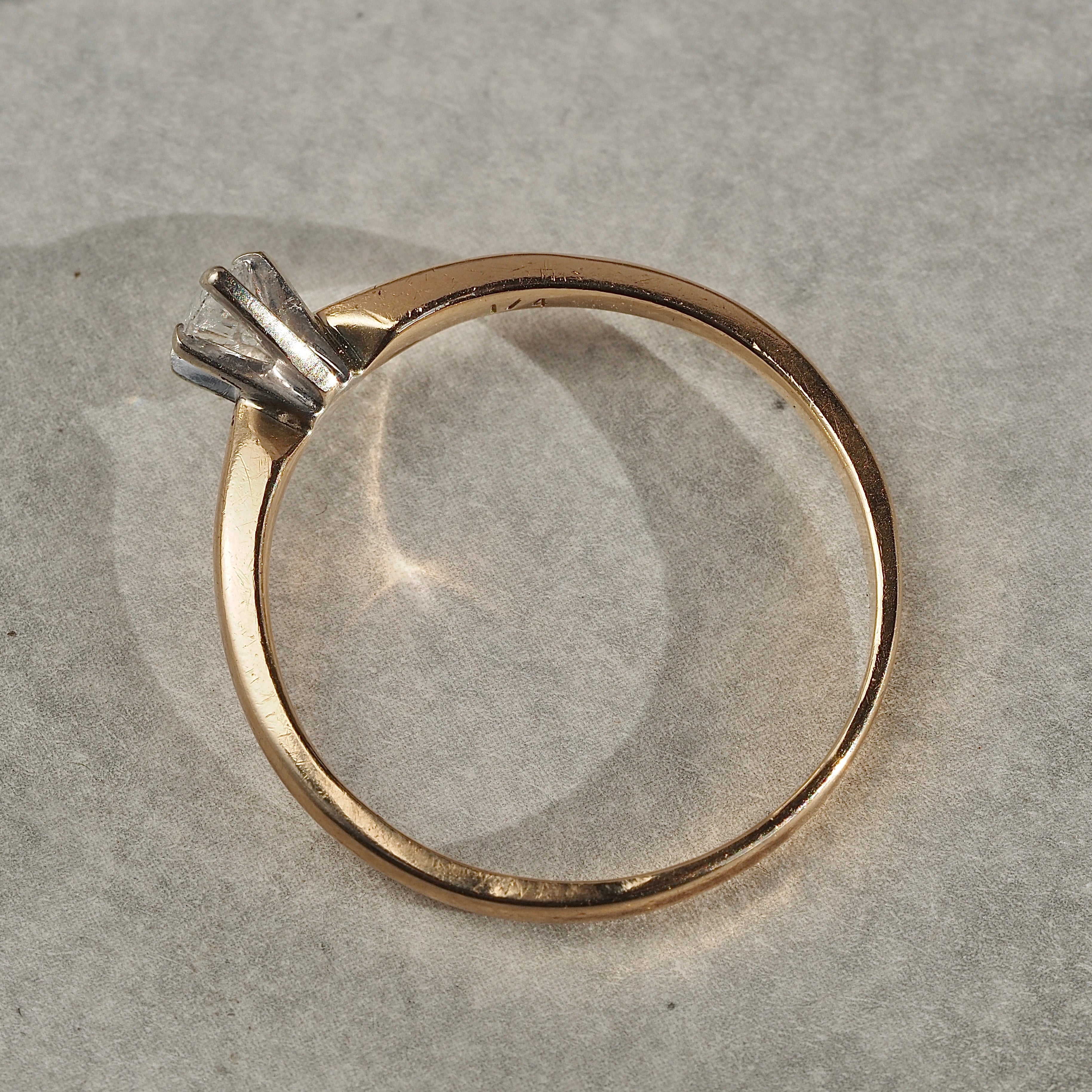 Vintage Marquise Diamond 14k Gold Engagement Ring